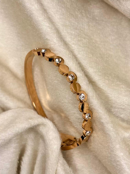 For Thin Wrist Circle Studded Wave Bangle 18K Gold plated Premium Bangle 2.2 - 2.4 Size