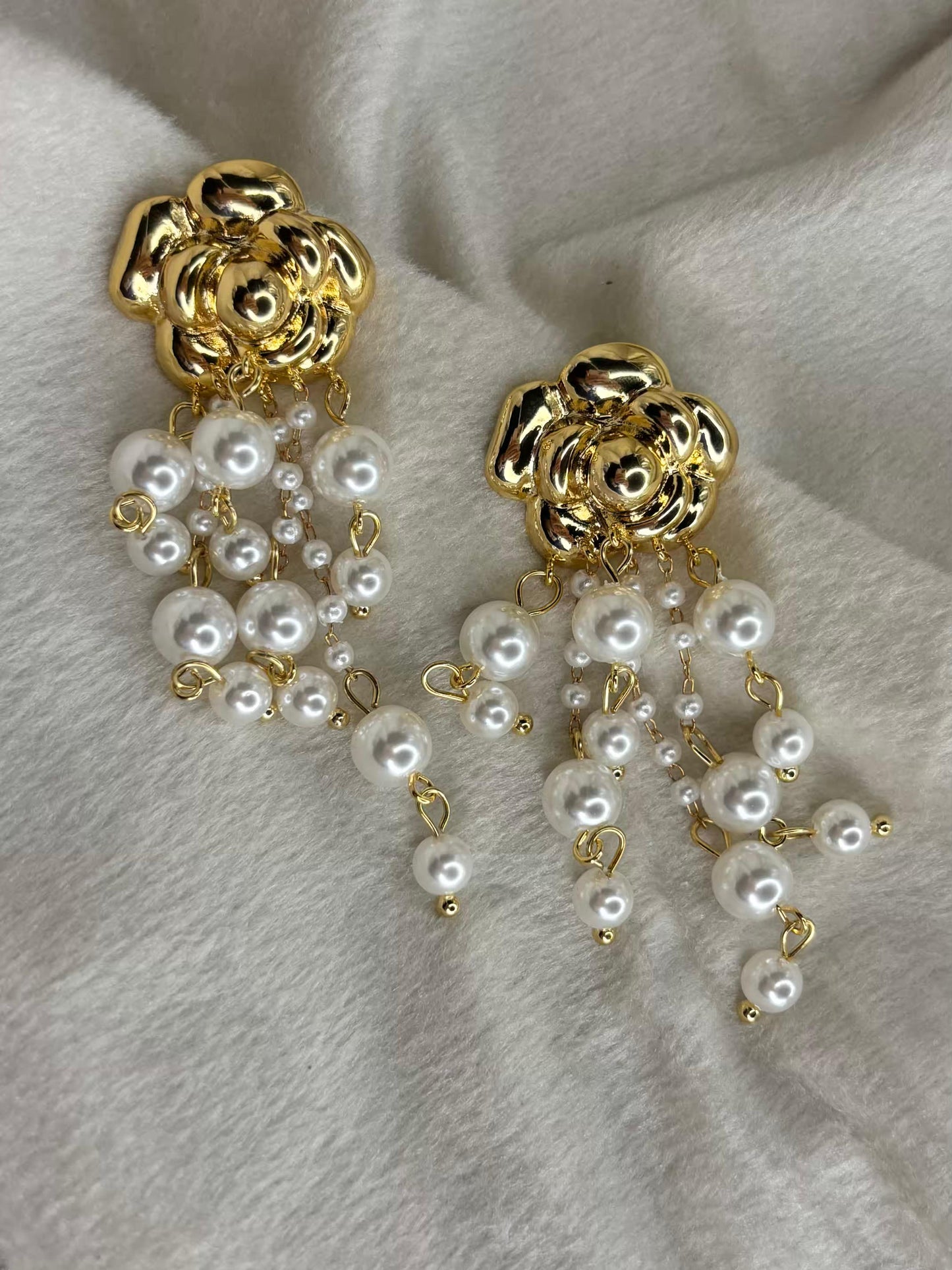Pearl Drop Dangles Earrings 18K Gold Plated Premium Earrings