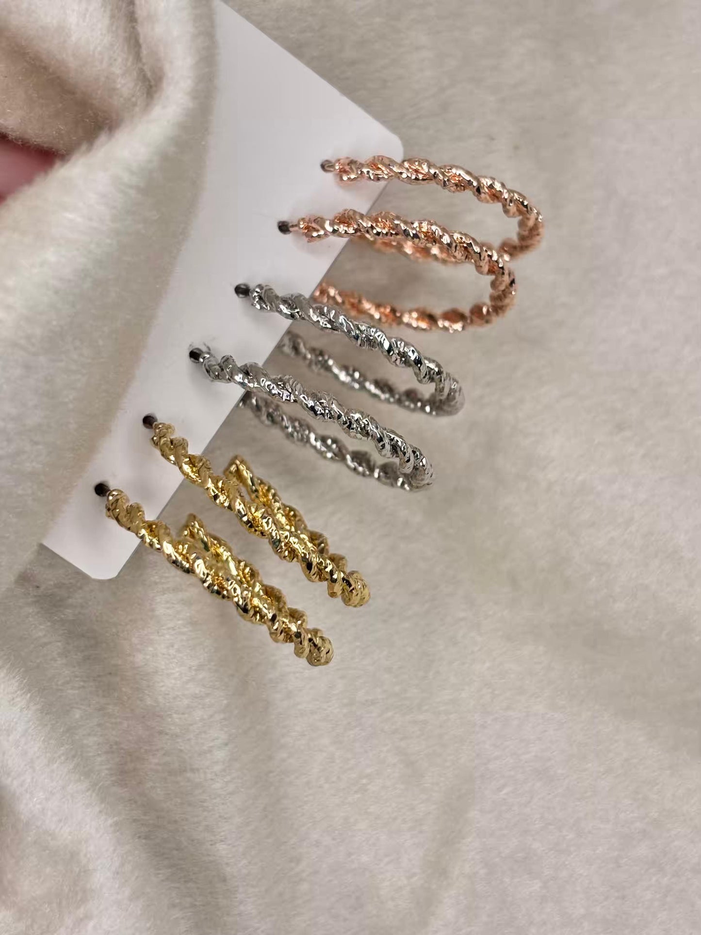 Multi Toned Twisted Hoops Premium Earrings ( Prepaid Only )