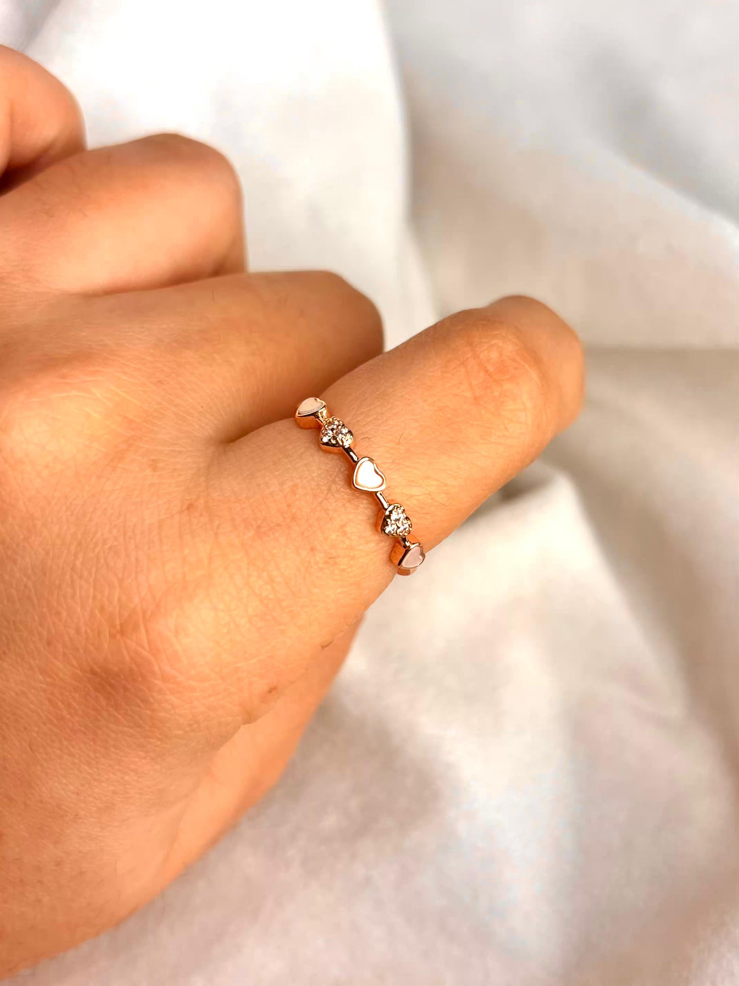 Color Hearts Ring Rose Gold Plated Adjustable Ring