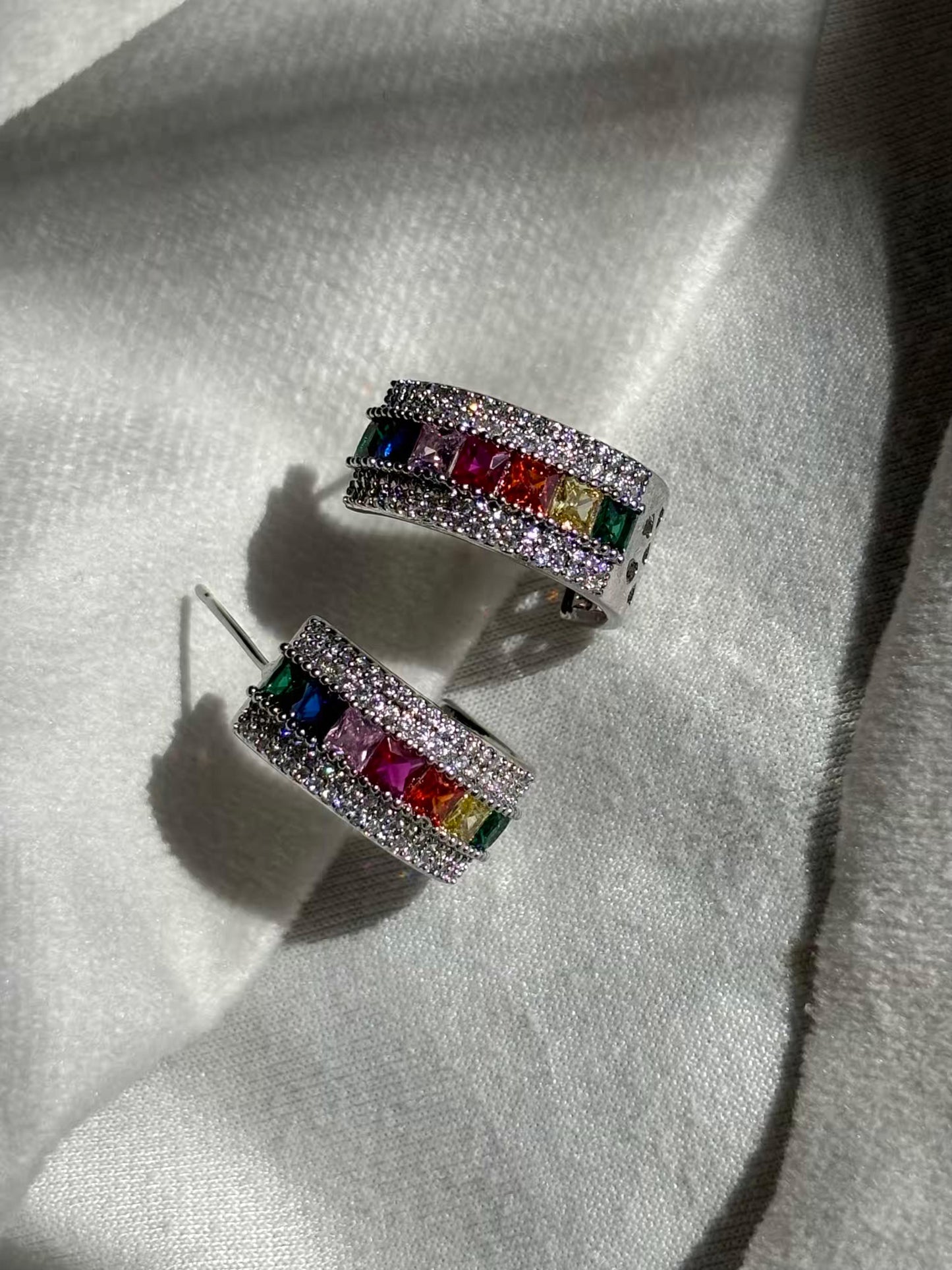 Color Studds Earrings Silver Plated Premium Earrings