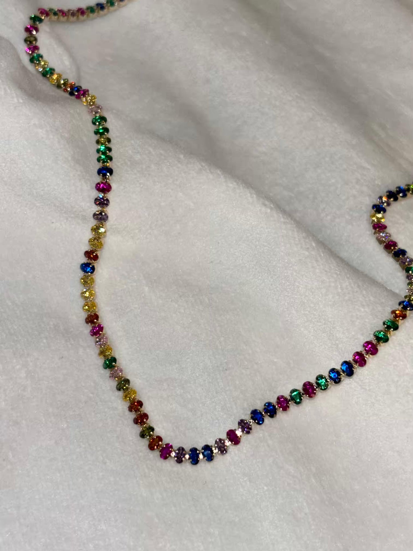 Color Spectrum Tennis Necklace 18K Gold Plated Premium Necklace