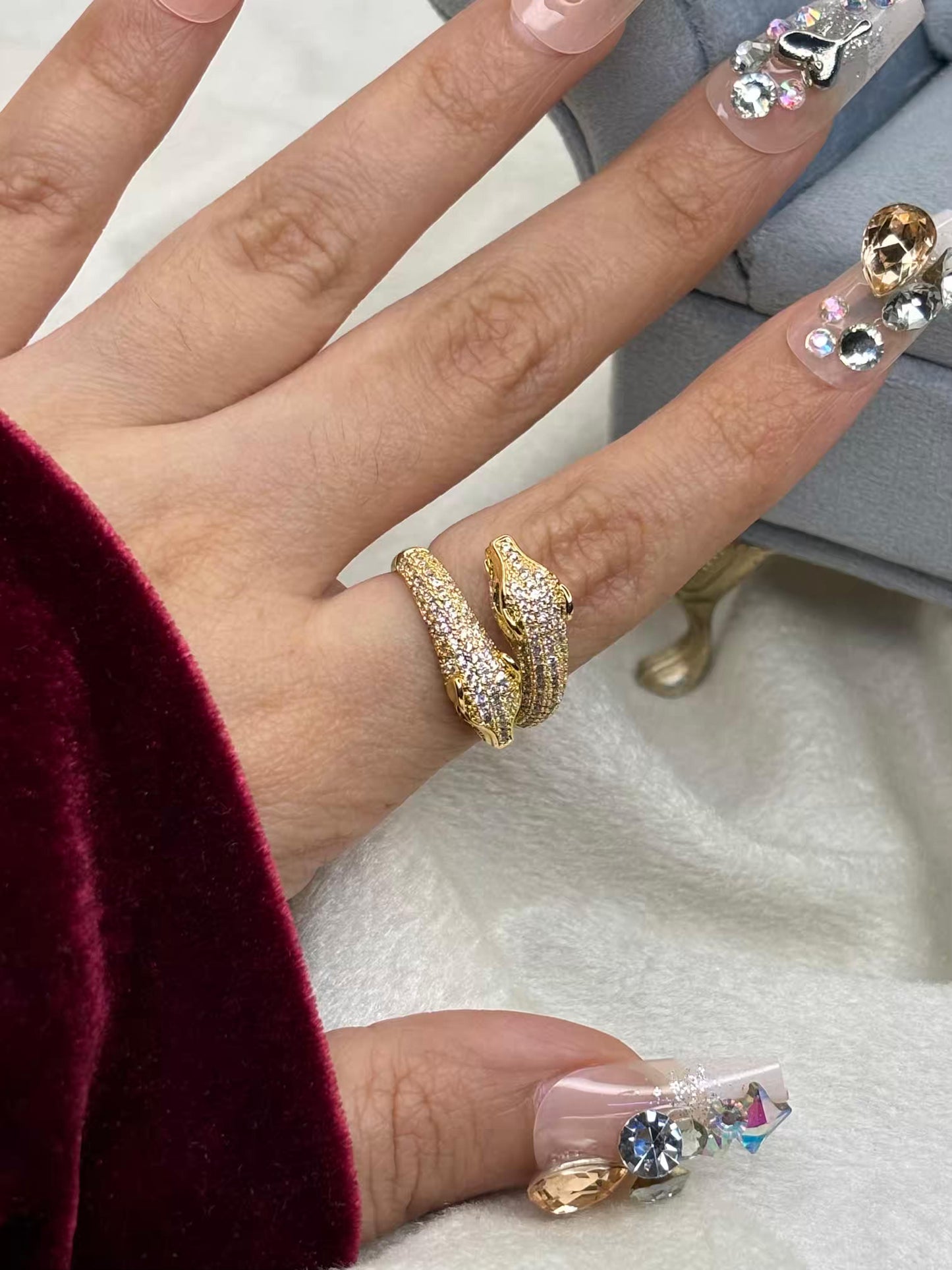 Heavy Studded Snake Nail Ring 18K Gold Plated Premium Ring