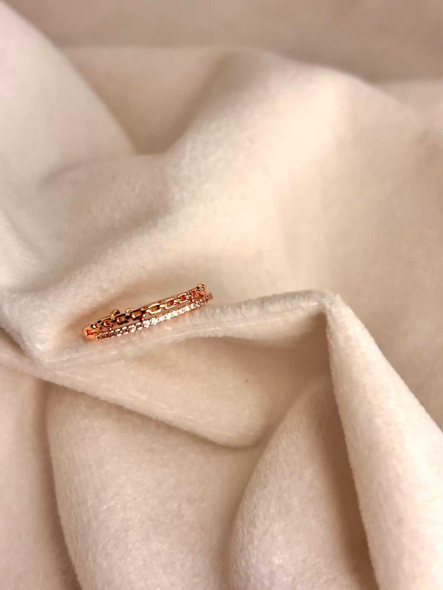 Layered Chain Ring Rose Gold Plated Adjustable Ring