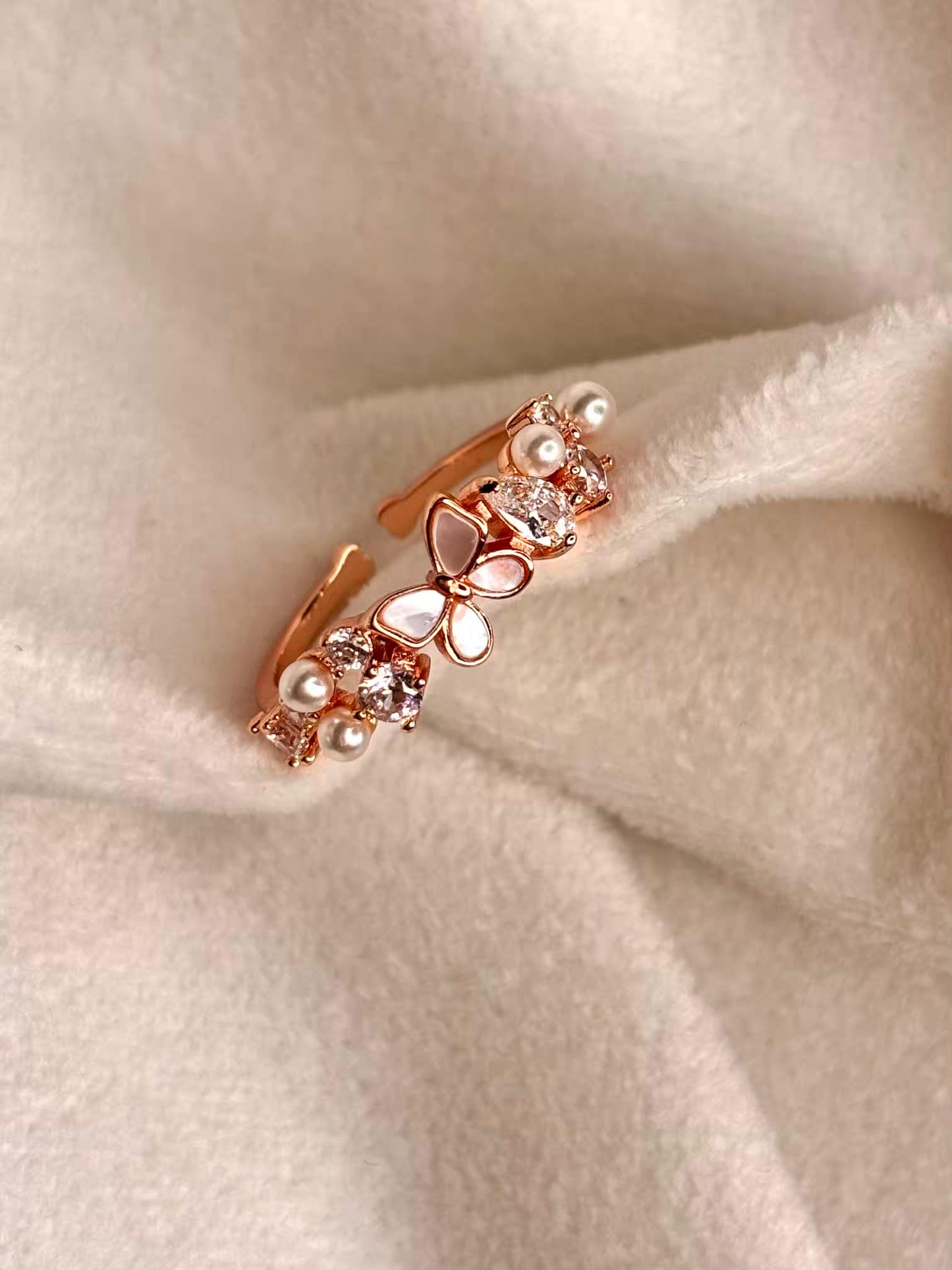 Pear Garden Ring Rose Gold Plated Adjustable Ring