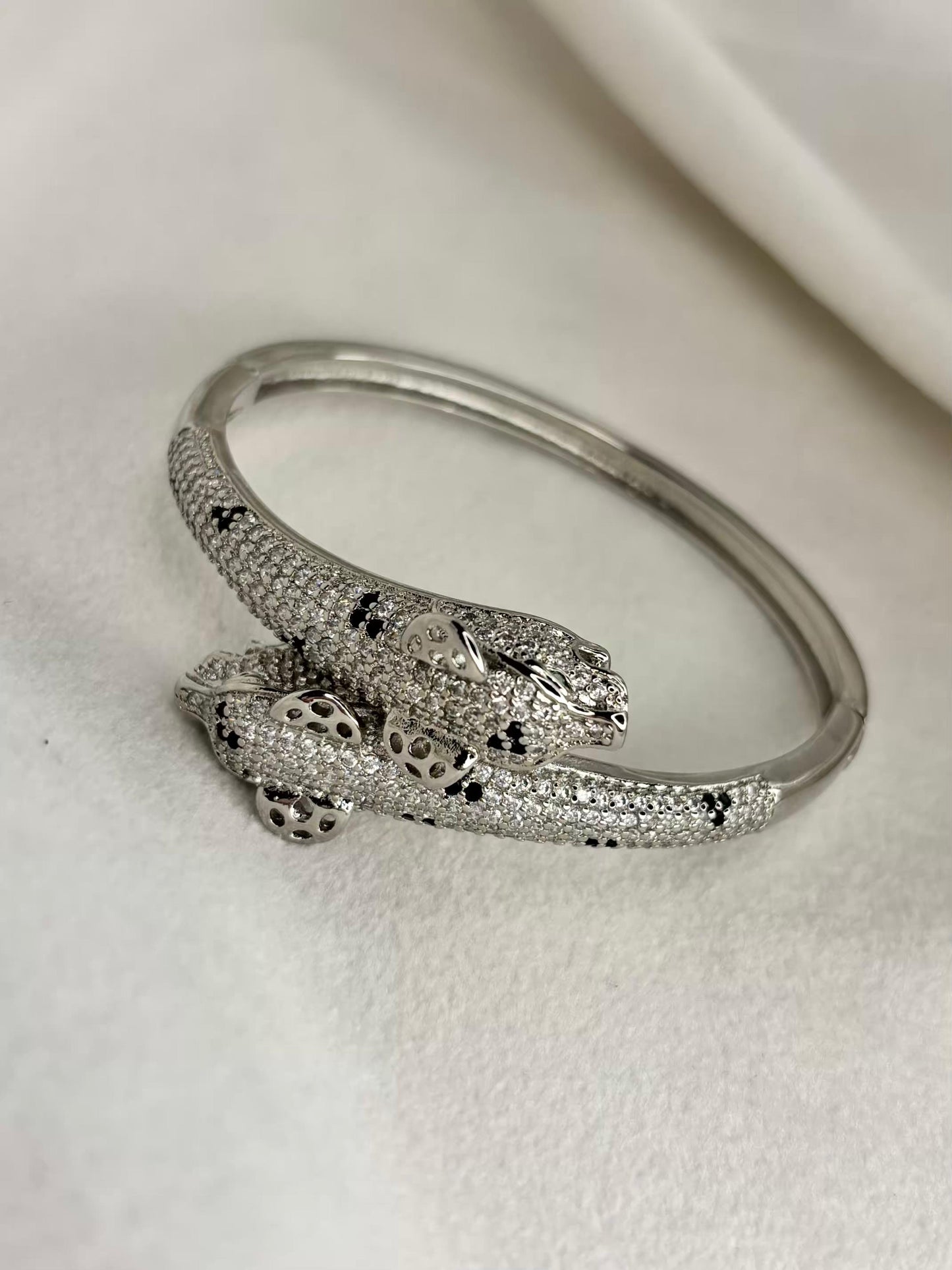 Heavy Studded Dual Head Premium Kada Bangle Silver Plated Bangle