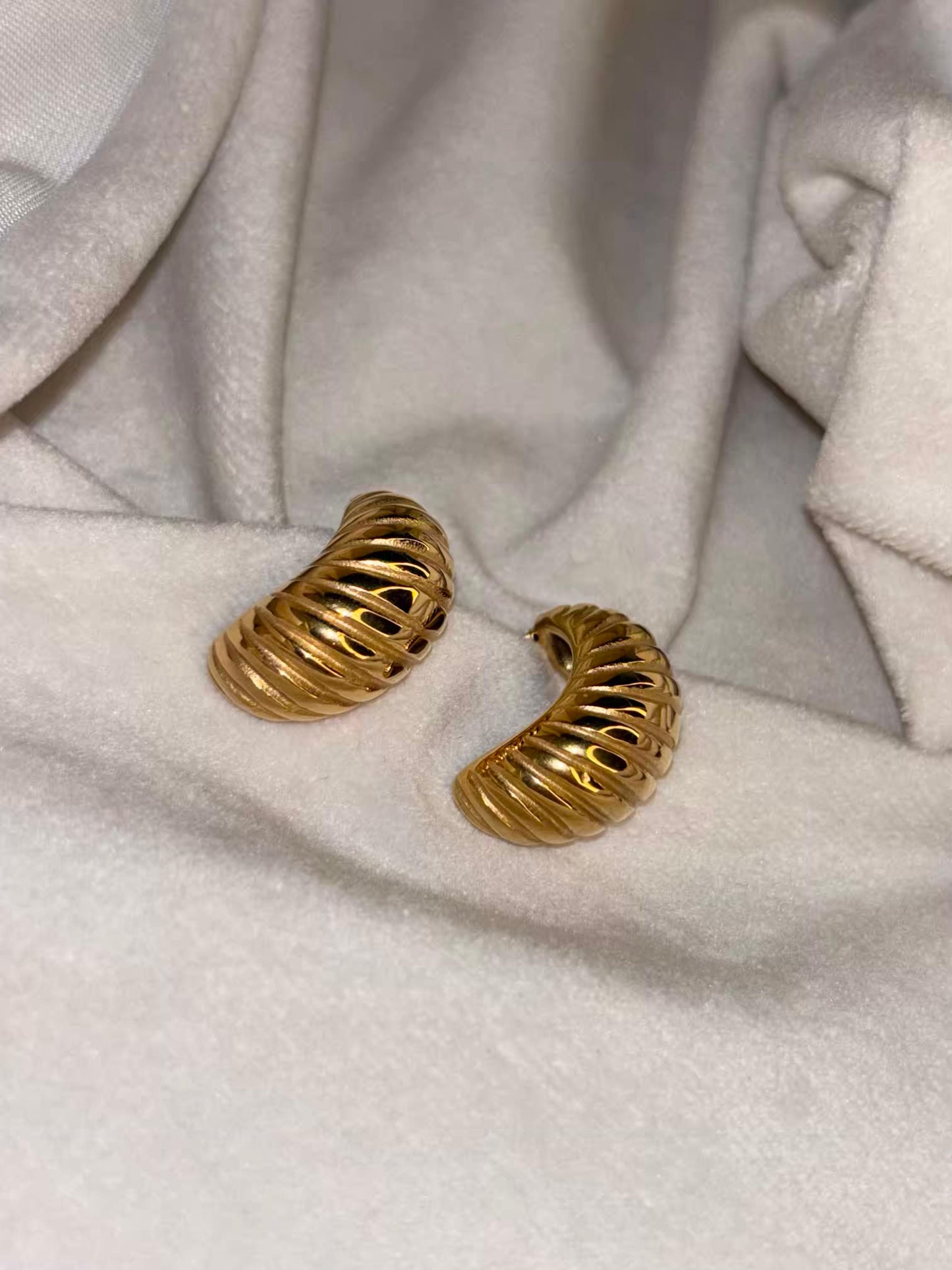 Half Croissant Earrings 18K Gold Plated Premium Earrings