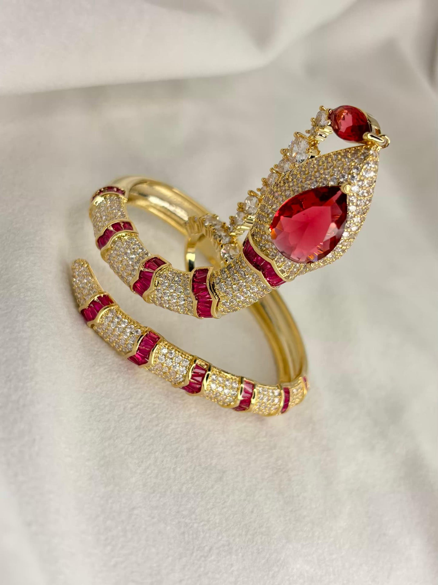 Ruby Snake Premium Kada Bangle 18K Gold Plated Bangle
