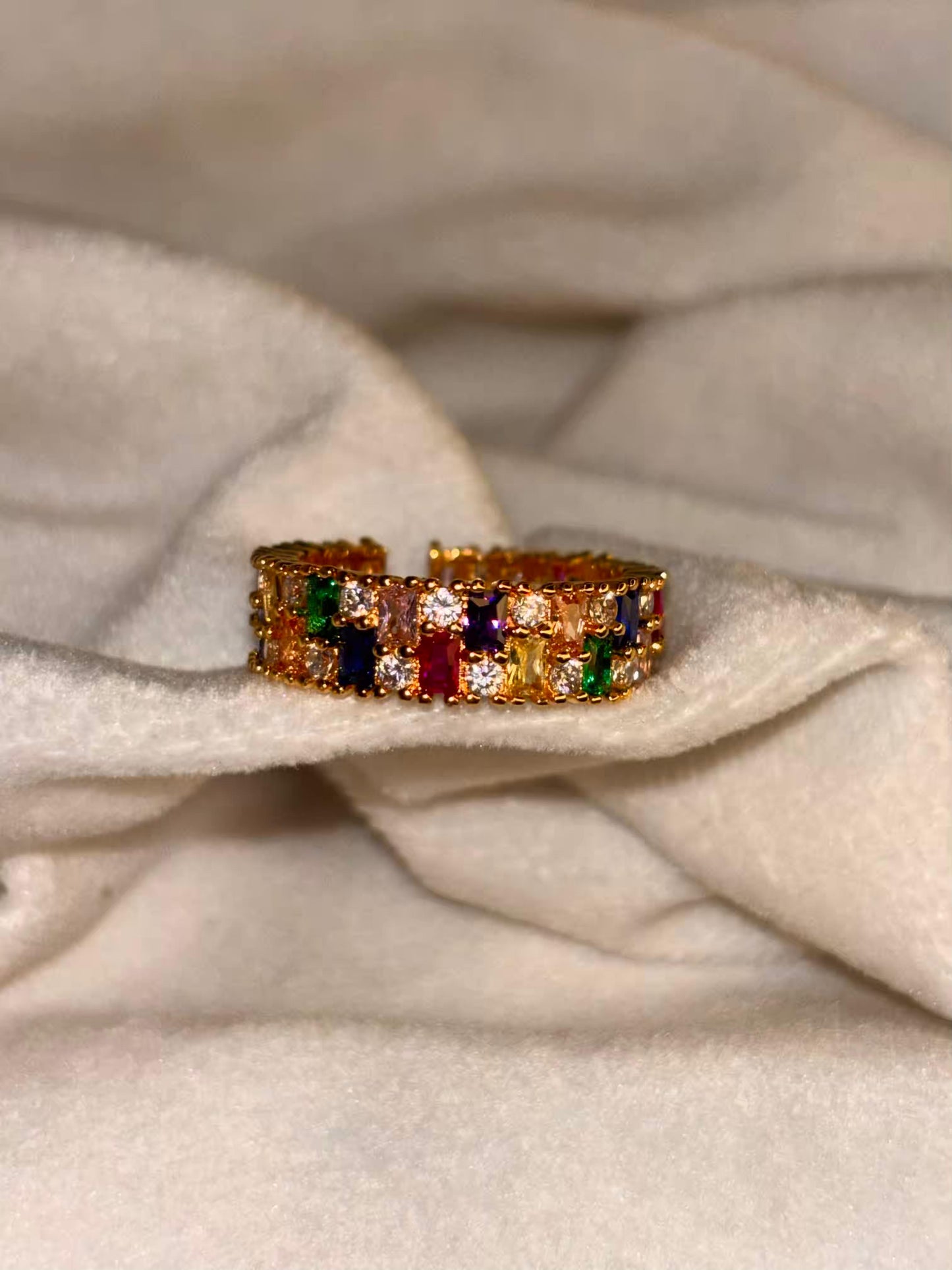 Multicolour Spectrum Band Gold Plated 18K Adjustable Ring