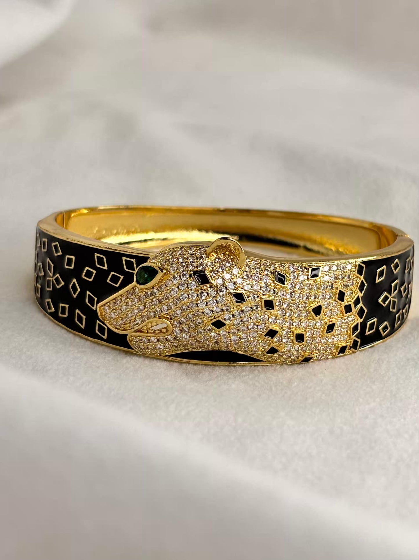 Black Belt Panther Premium Kada Bangle 18K Gold Plated Bangle