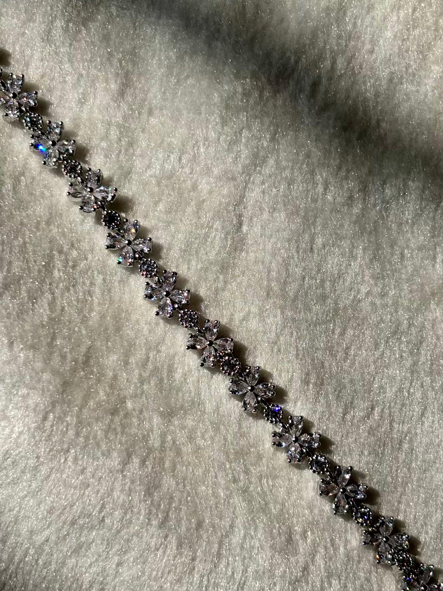 Intricate Flora Premium Silver Plated Tennis Bracelet