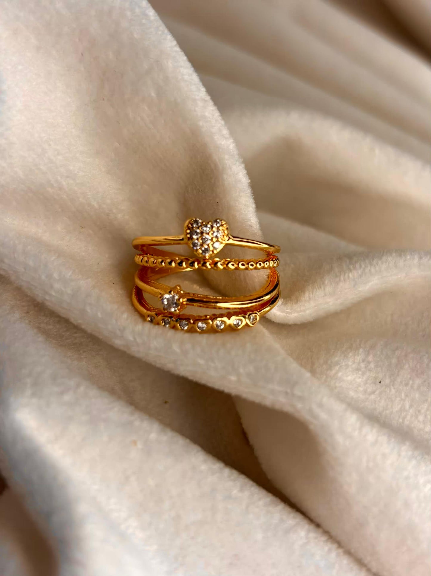 Multilayered Ring 18K Gold plated Adjustable Ring