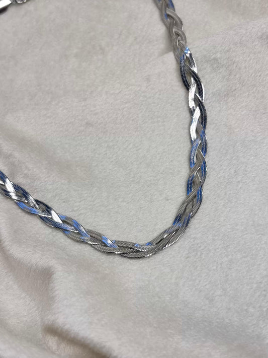 Twisted Snake Chain Necklace Silver Plated Premium Necklace