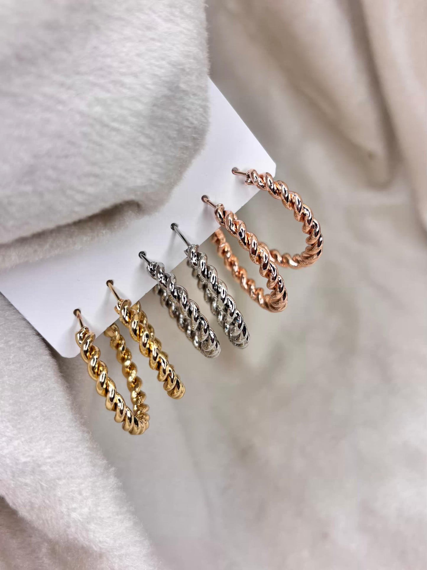 Multi Toned Twisted Hoops Premium Earrings ( Prepaid Only )