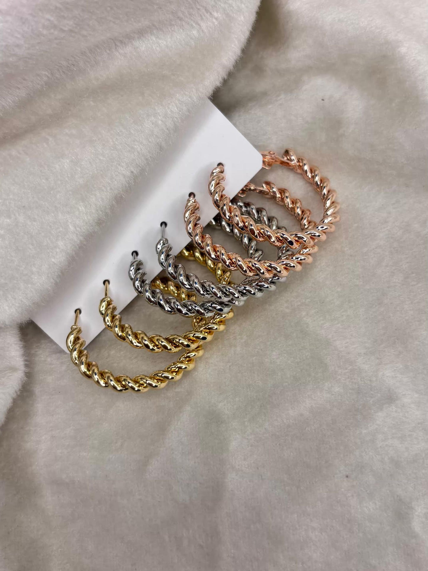 Multi Toned Twisted Hoops Premium Earrings ( Prepaid Only )
