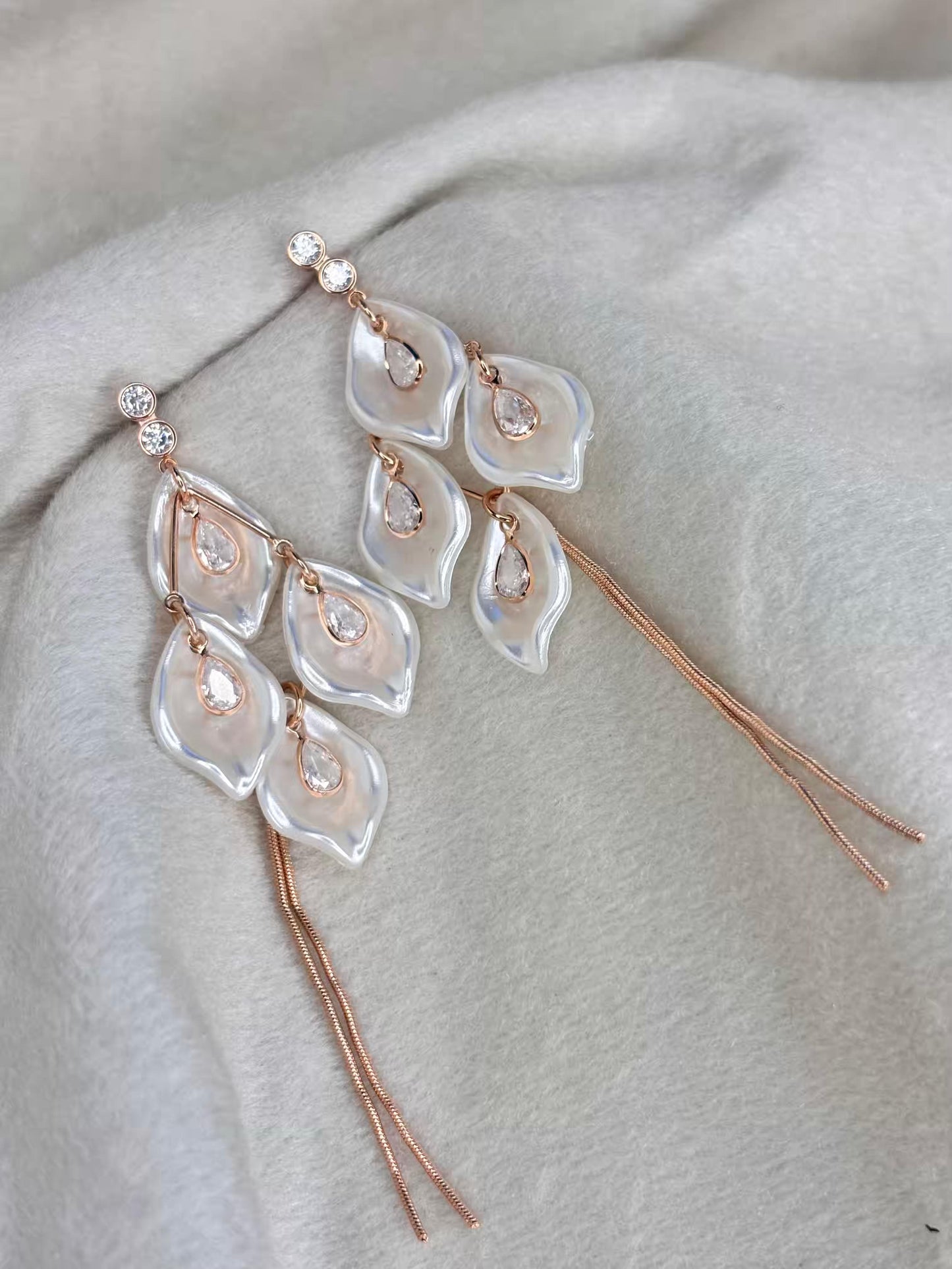 Petal Leaves Earrings Rose Gold Plated Premium Earrings