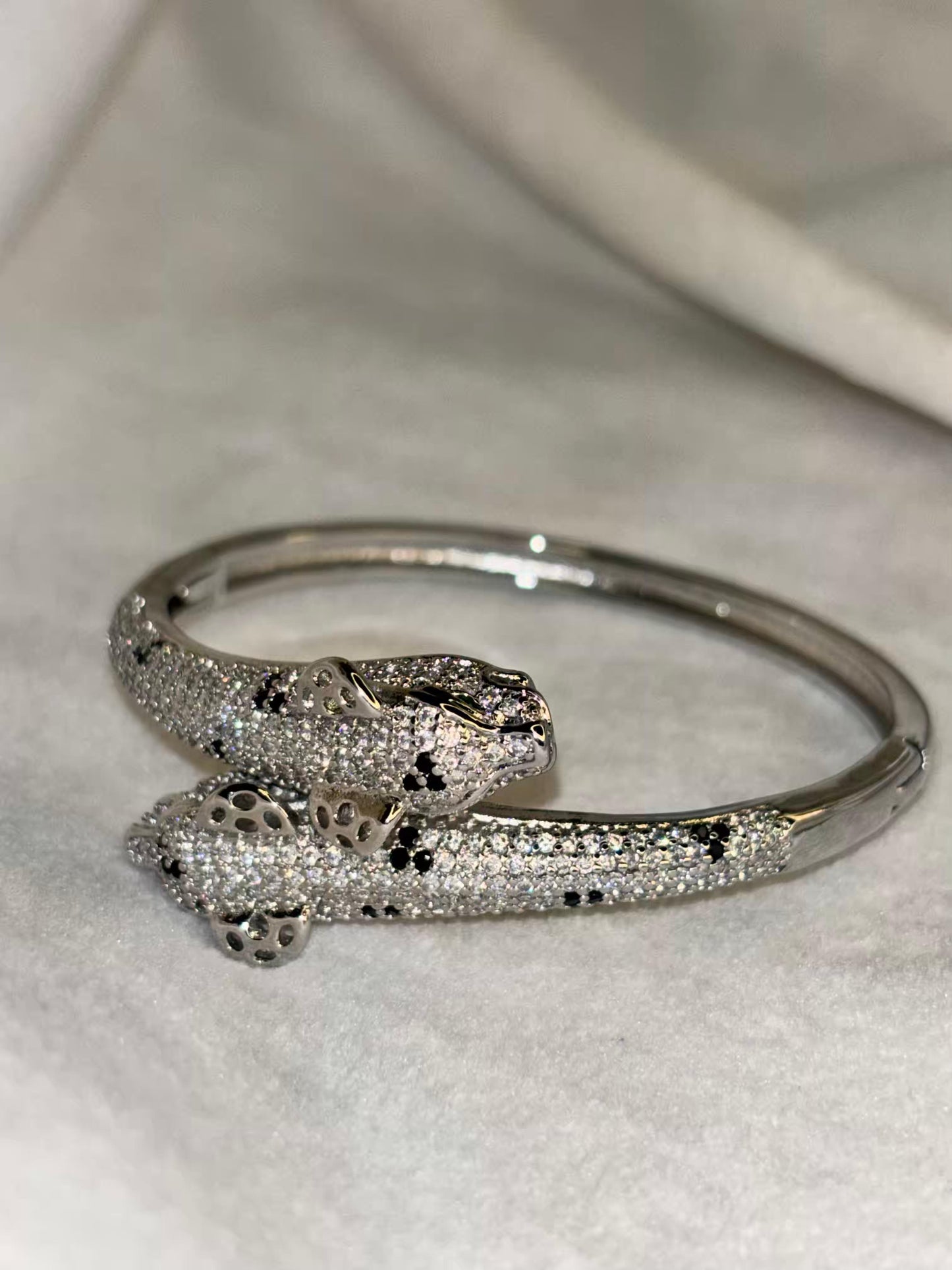 Heavy Studded Dual Head Premium Kada Bangle Silver Plated Bangle