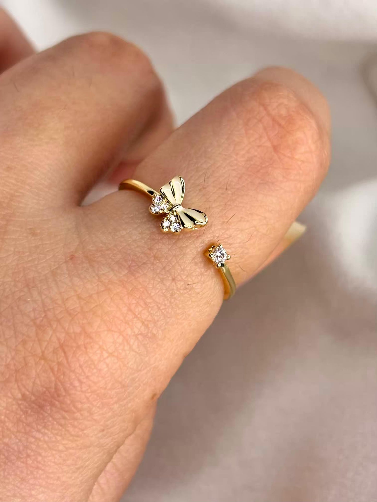 Studded Butterfly Ring 18K Gold plated Adjustable Ring