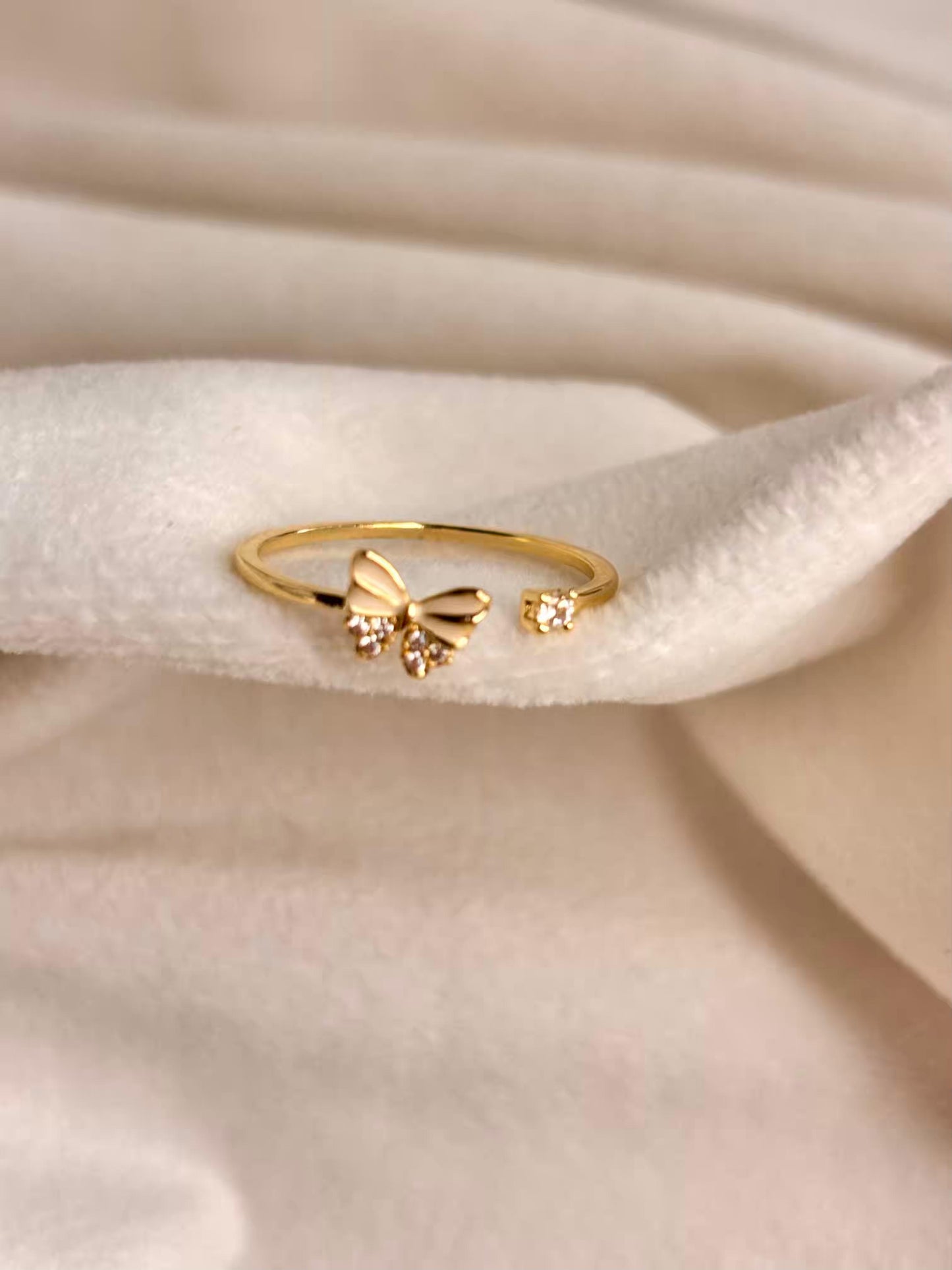 Studded Butterfly Ring 18K Gold plated Adjustable Ring