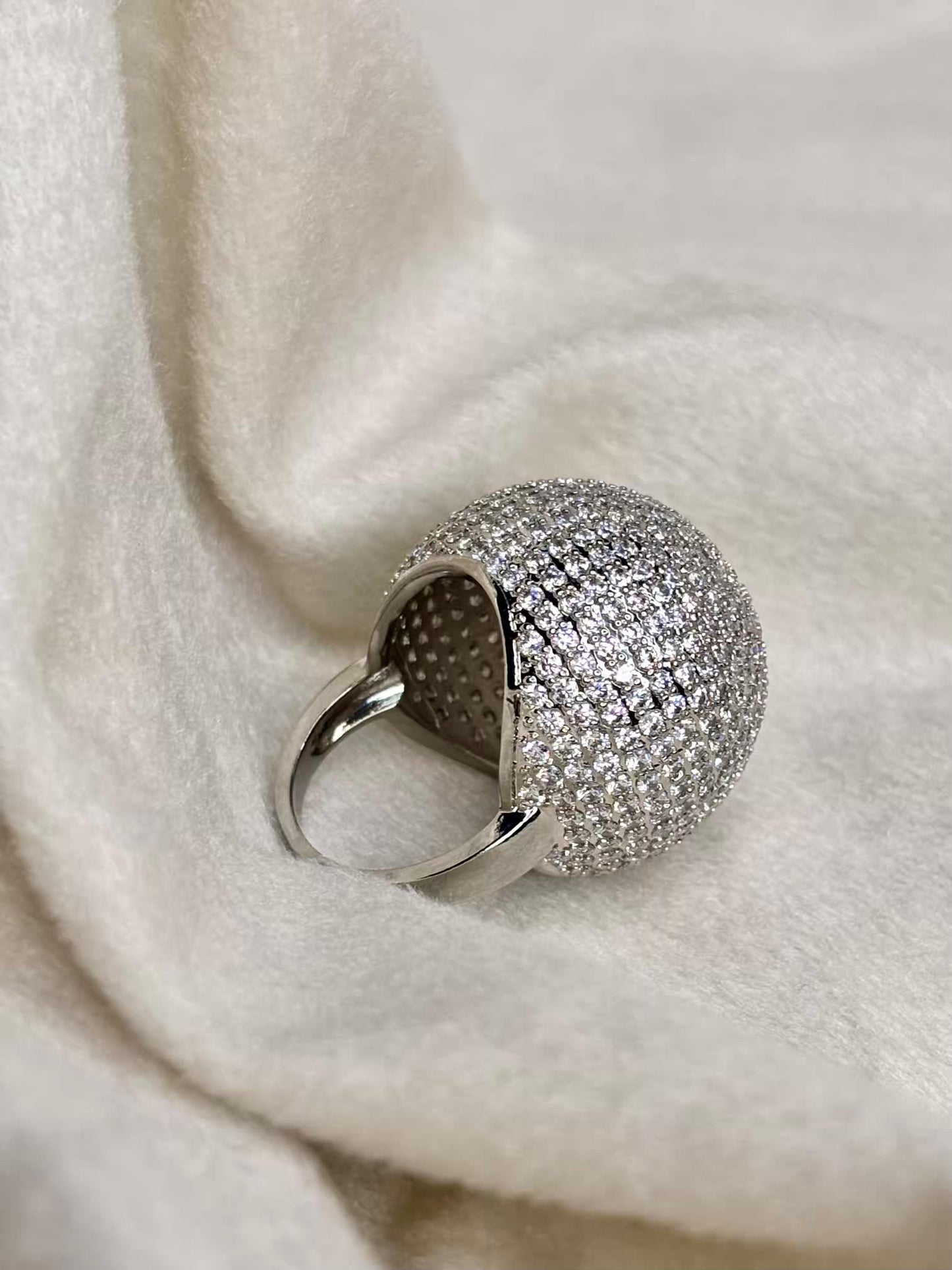 Heavy Studded Umbrella Ring Silver Plated Premium Ring