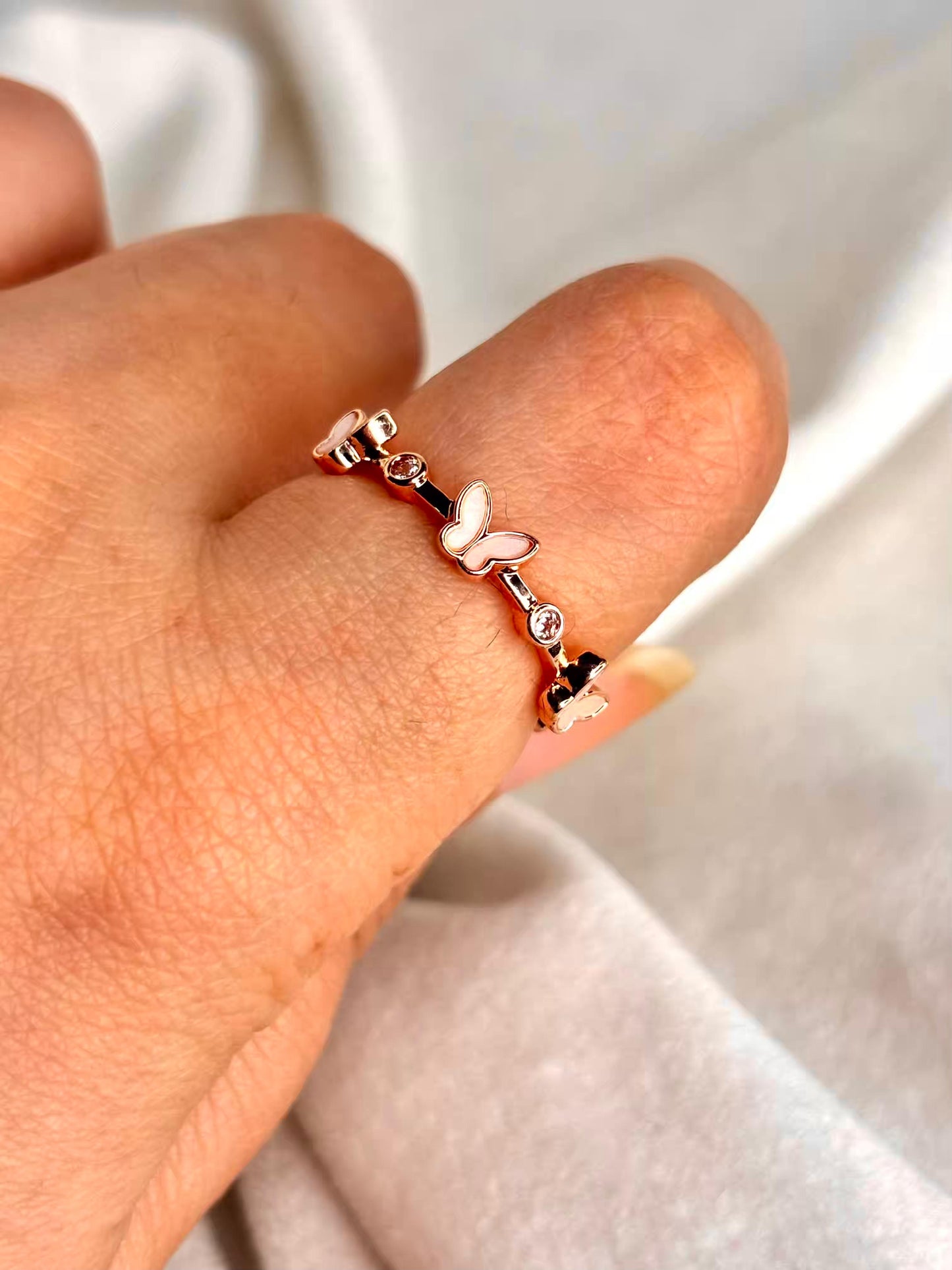 Butterfly Rose Gold Plated Adjustable Ring