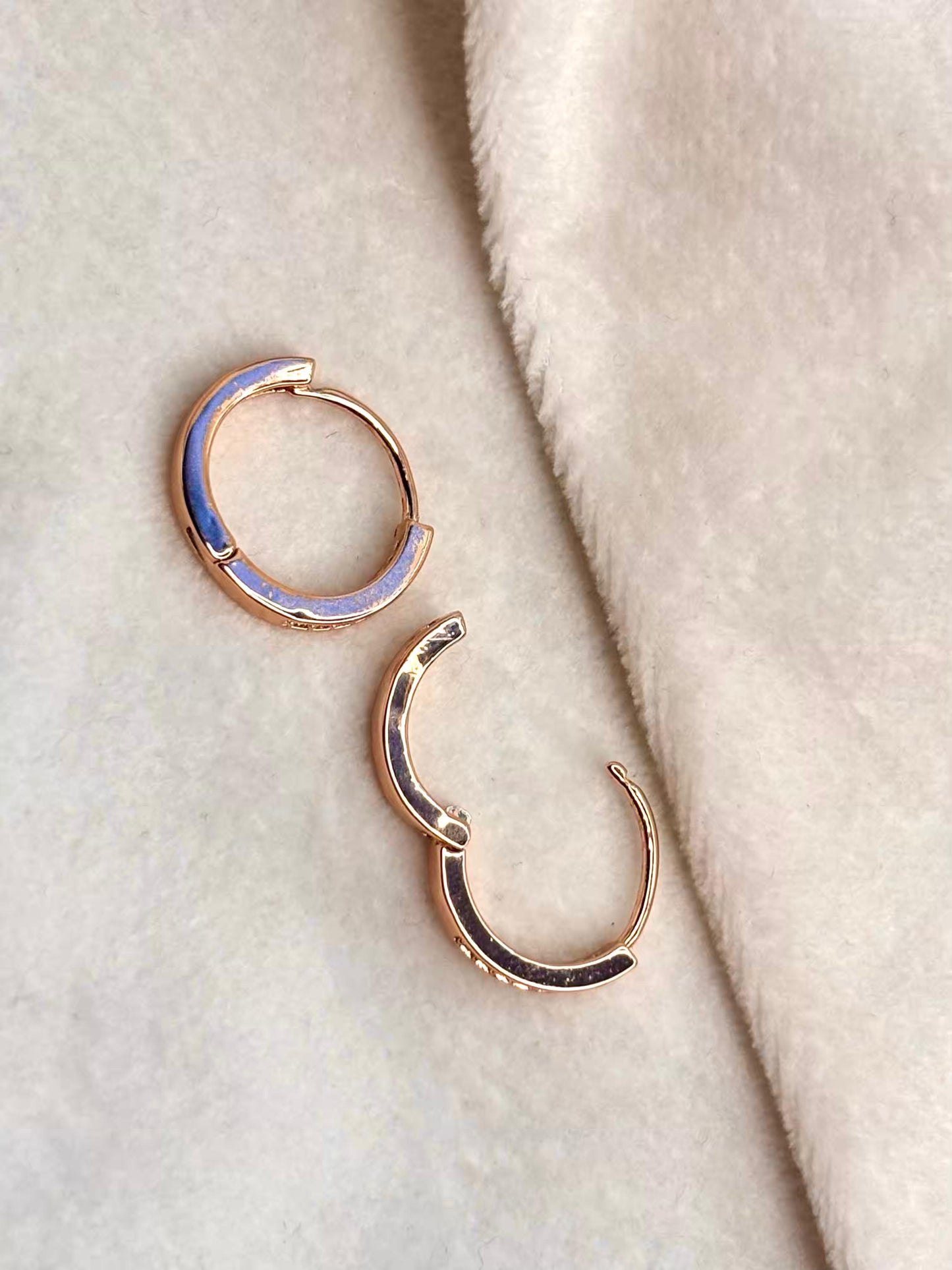 Tiny Studded Hoops Bali Earrings - Rose Gold Plated