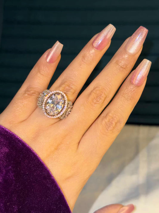 White Majesty Orbit Silver Plated Premium Ring (Adjustable)