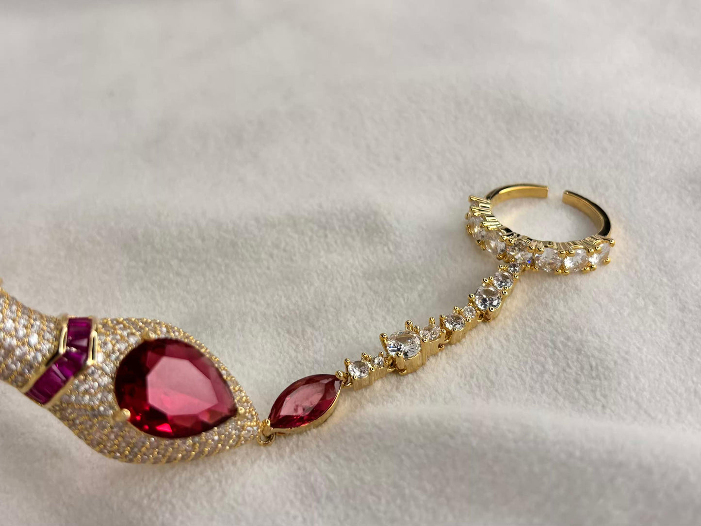 Ruby Snake Premium Kada Bangle 18K Gold Plated Bangle