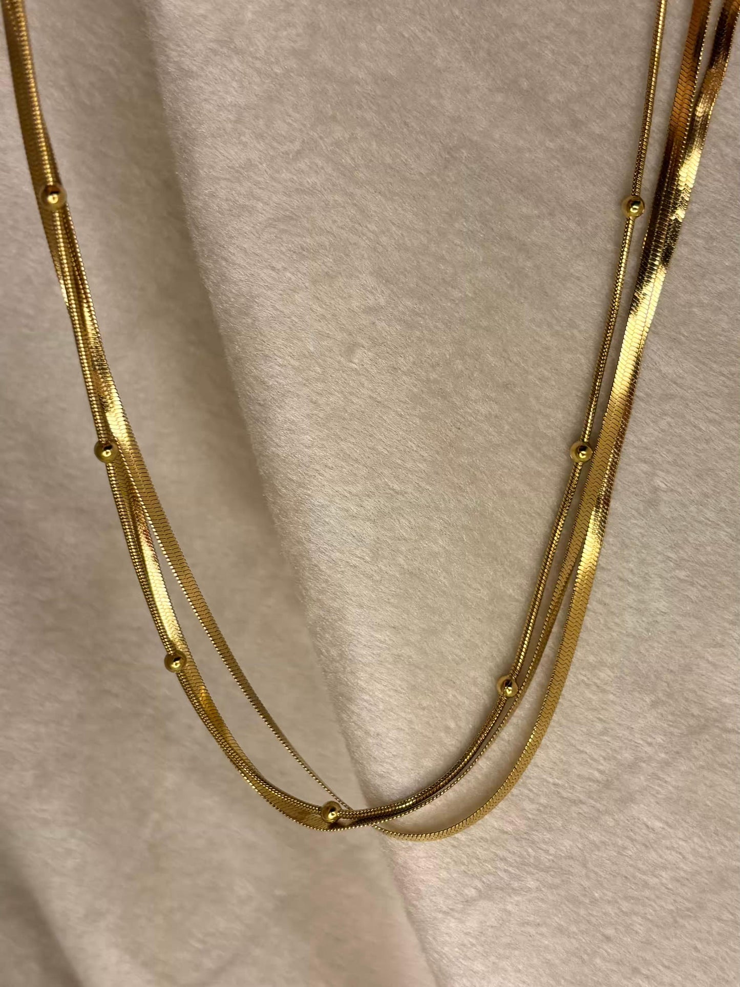 Three Layered Snake Chain Necklace 18K Gold Plated Premium Necklace
