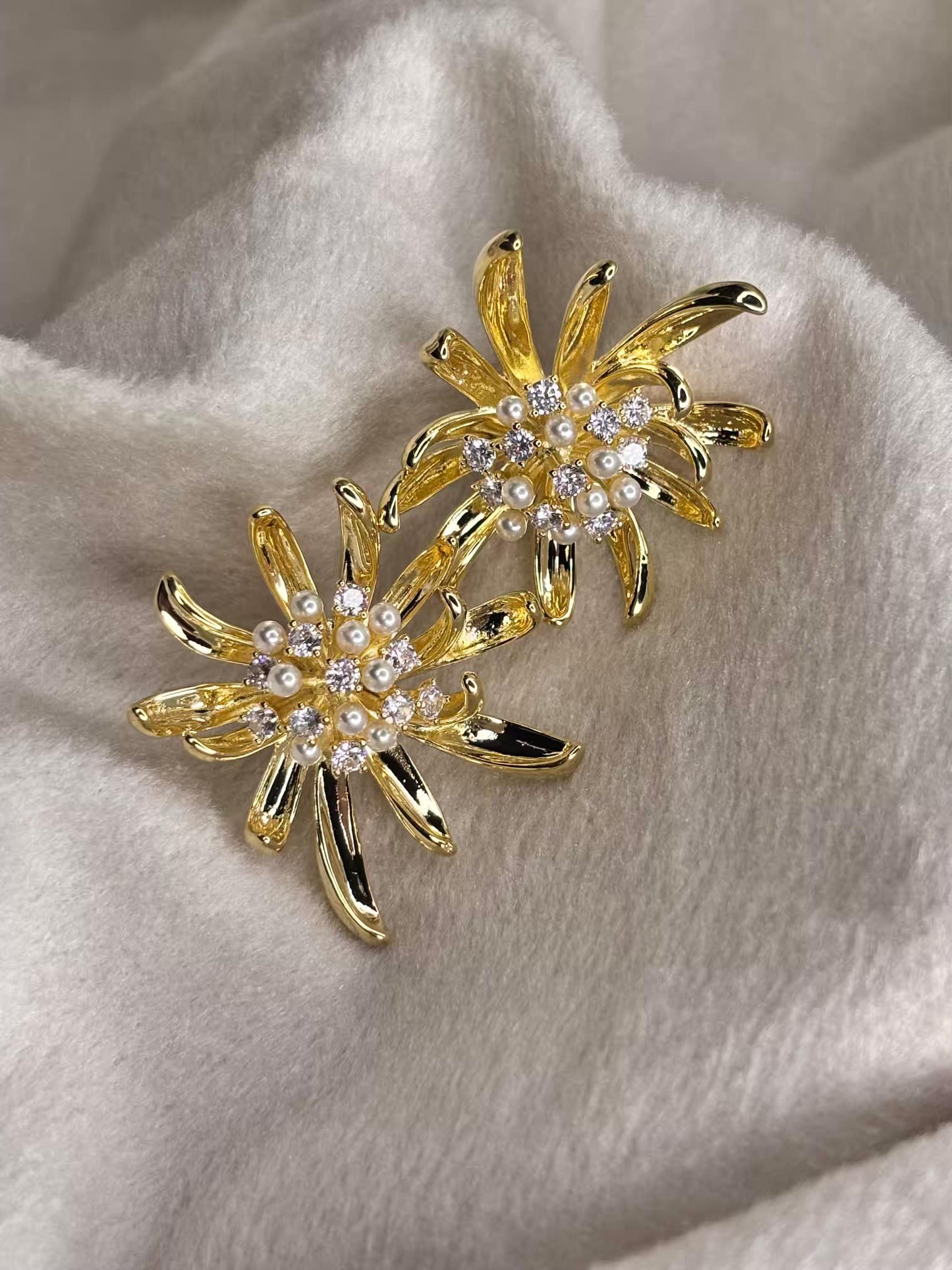 Studded Flakes Earrings 18K Gold Plated Earrings Premium Earrings
