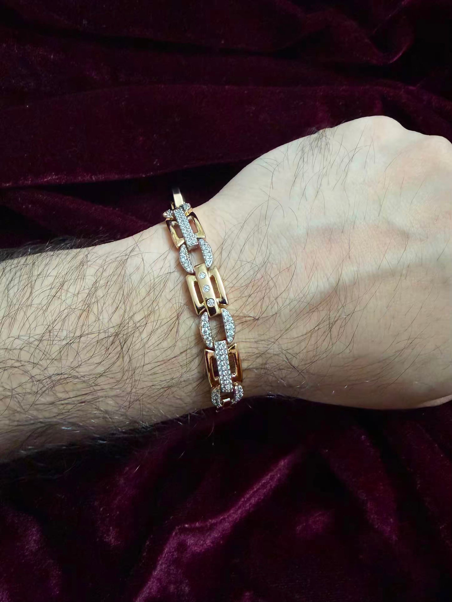 Men's Royal Rose Gold CZ Rakhi Bracelet