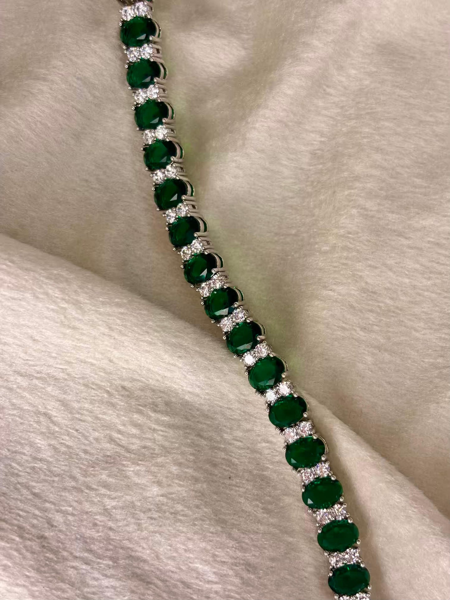 Green Twinkle Silver plated Premium Tennis Bracelet