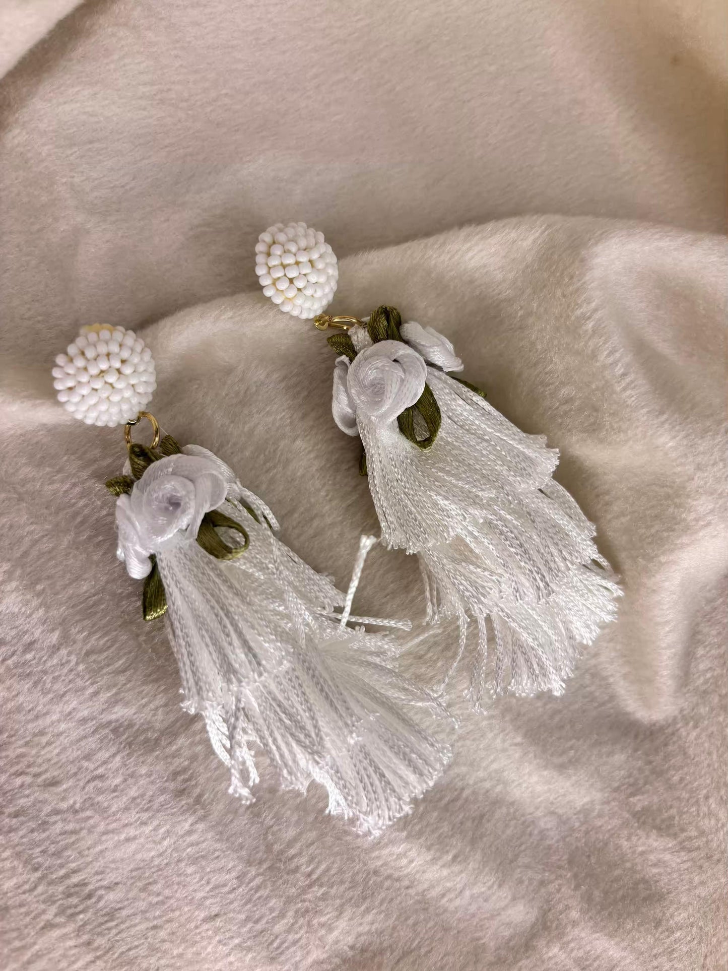 White Threads Earrings Premium Earrings