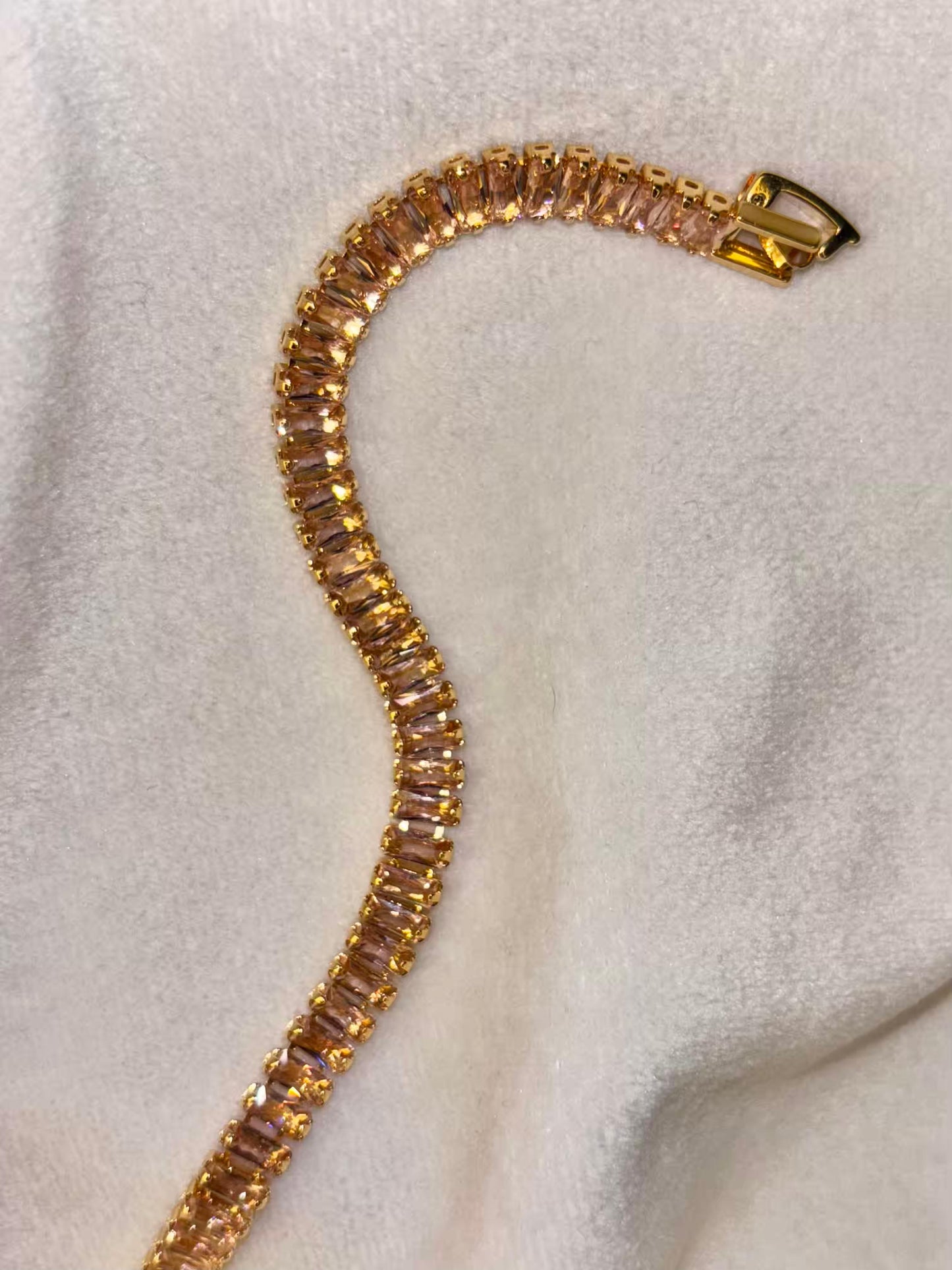 Radiant Shimmery Beige 18K Gold plated Tennis Bracelet