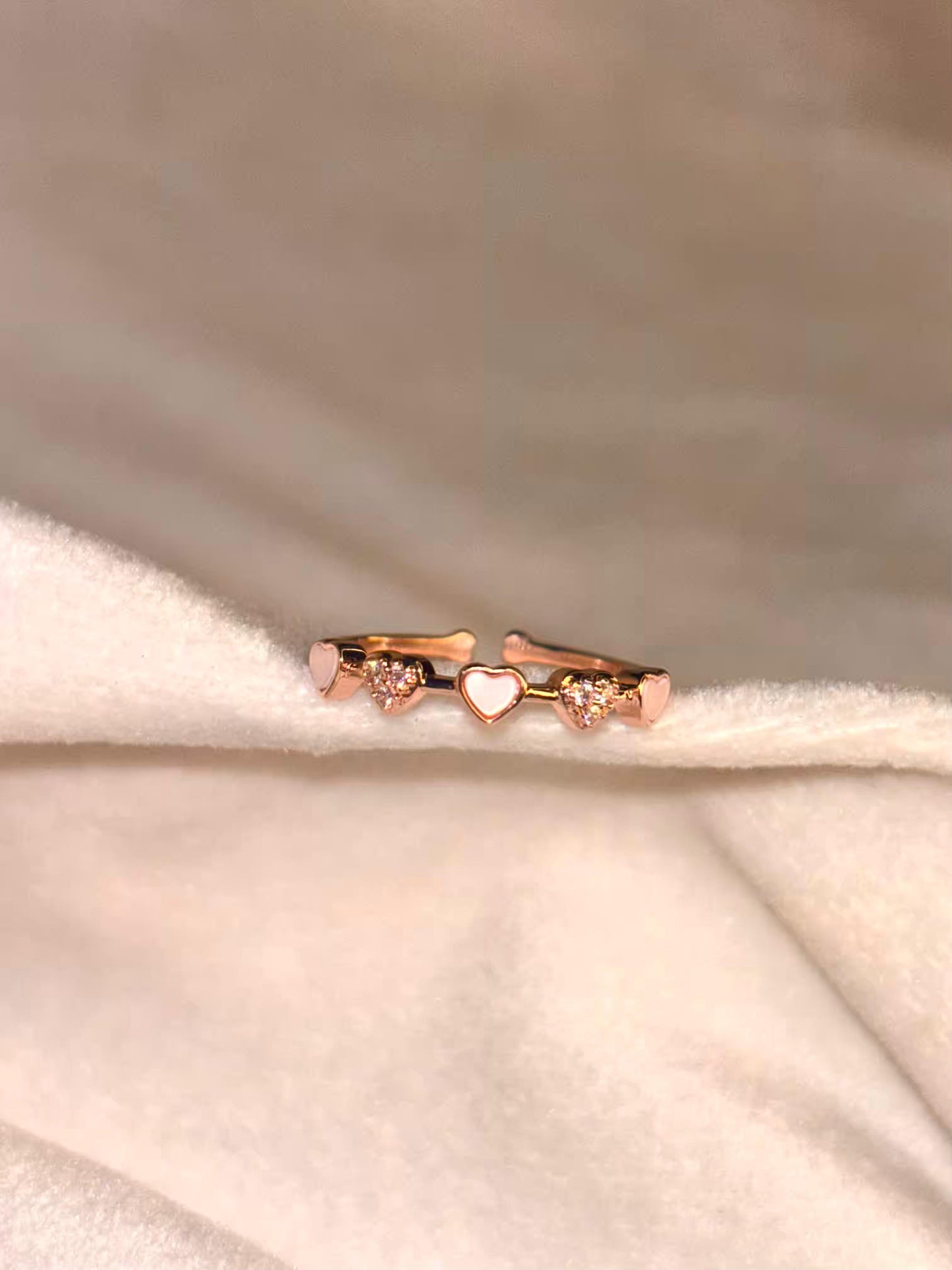 Color Hearts Ring Rose Gold Plated Adjustable Ring