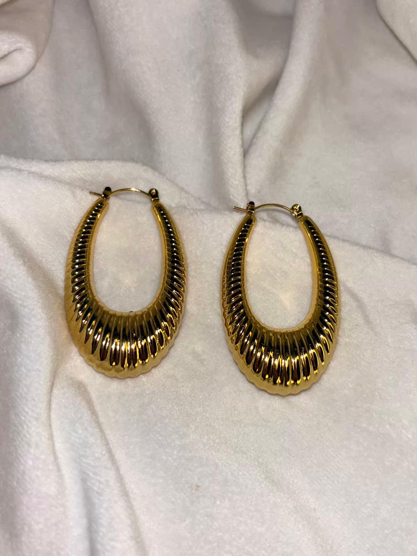 Elongated Baggy Earrings 18K Gold Plated Premium Earrings
