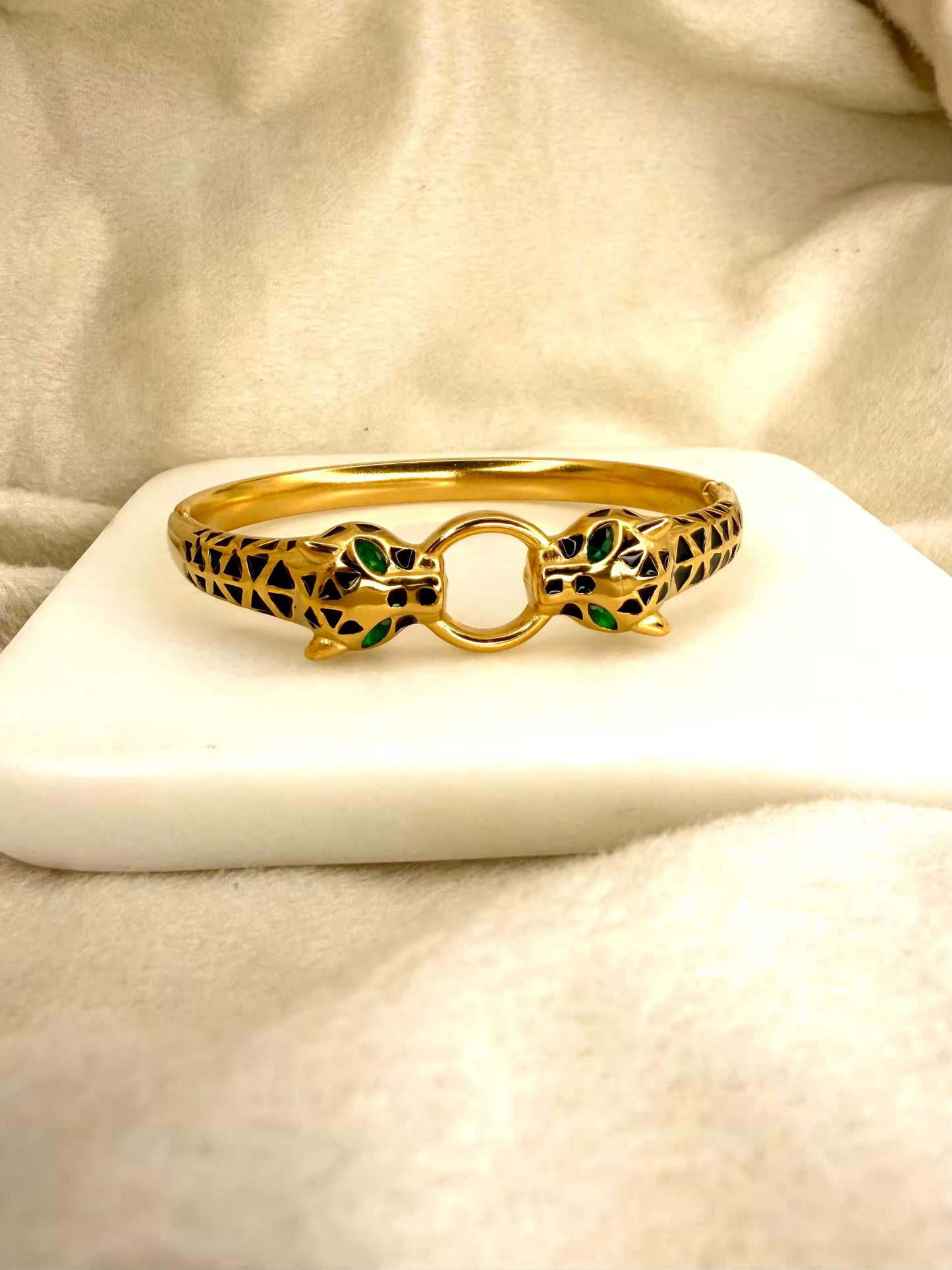 Twin Gold Panther Bangle/ Panther Kada Bangle