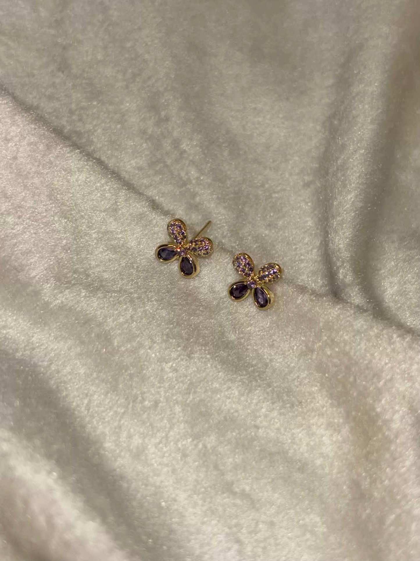 Tiny Purple Flora Studds Earrings 18K Gold Plated Premium Earrings