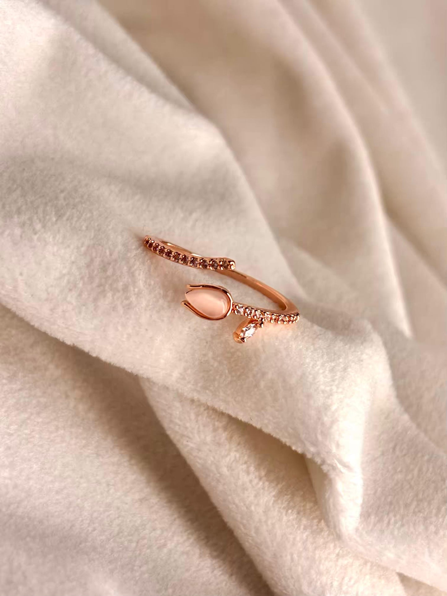 Rose Bud Ring Rose Gold Plated Adjustable Ring