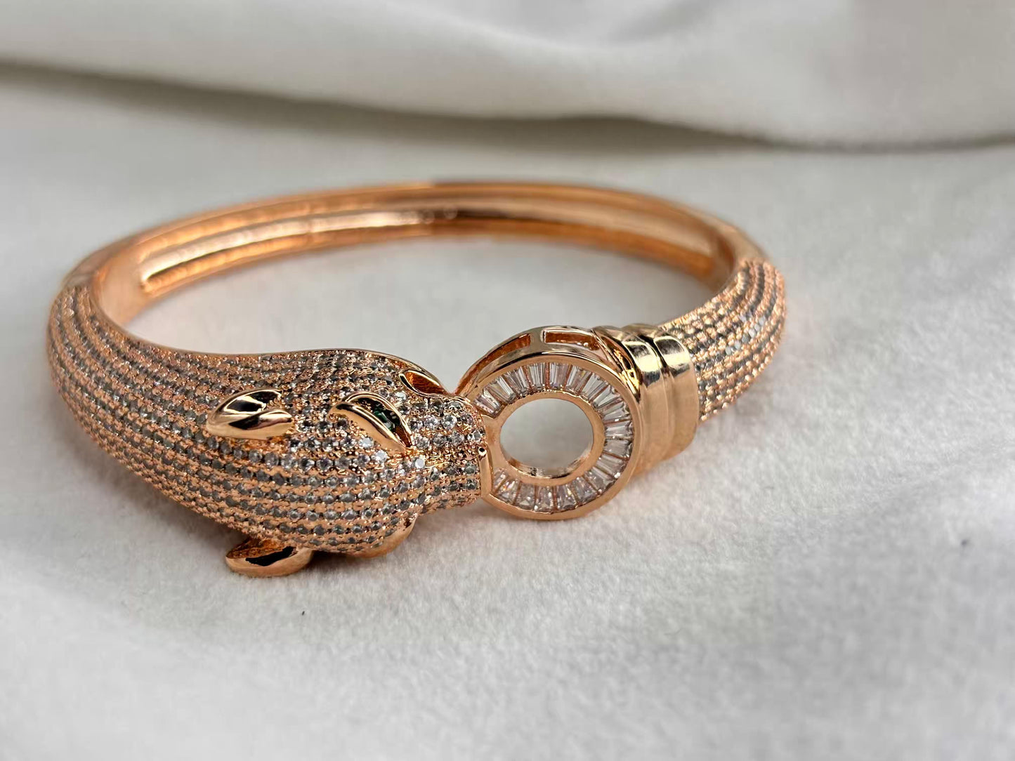 Tiger Head Premium Kada Bangle Rose Gold Plated