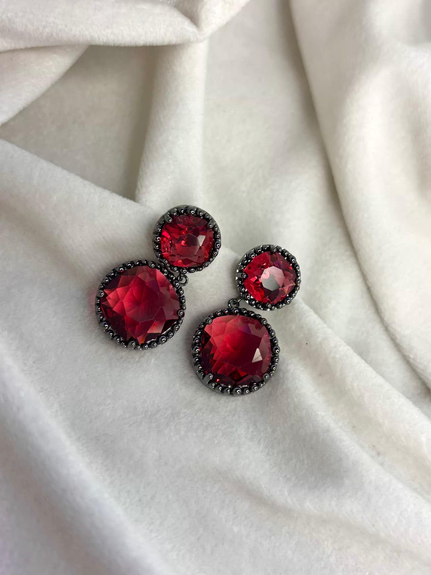Blood Rush Studded Silver Plated Premium Earrings