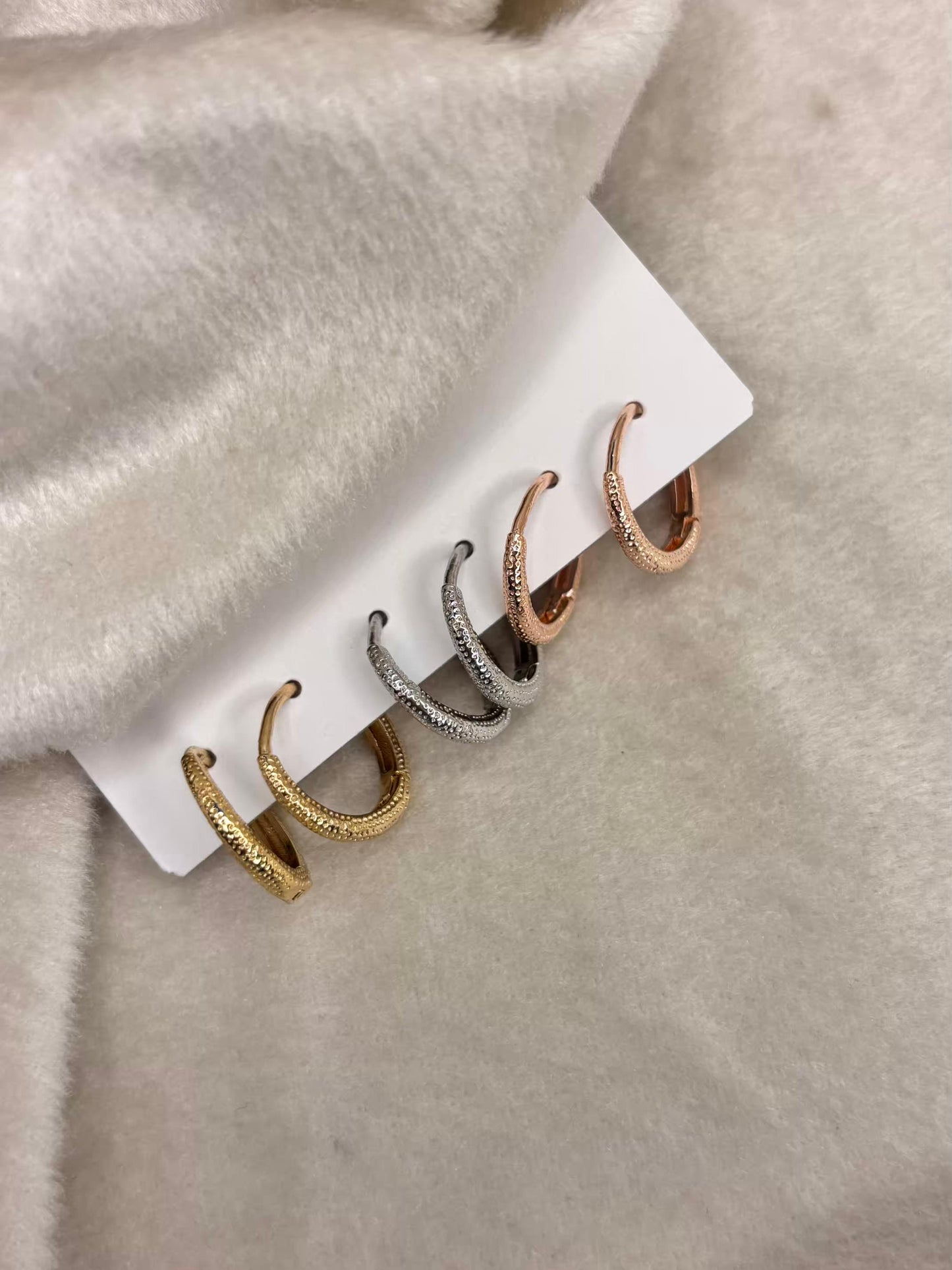 Multi Toned Huggies Set Premium Earrings