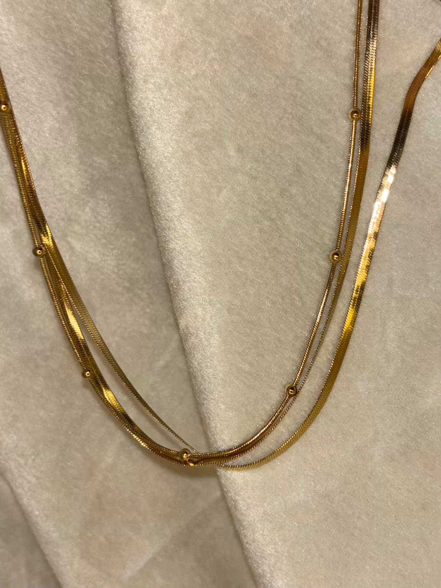Three Layered Snake Chain Necklace 18K Gold Plated Premium Necklace
