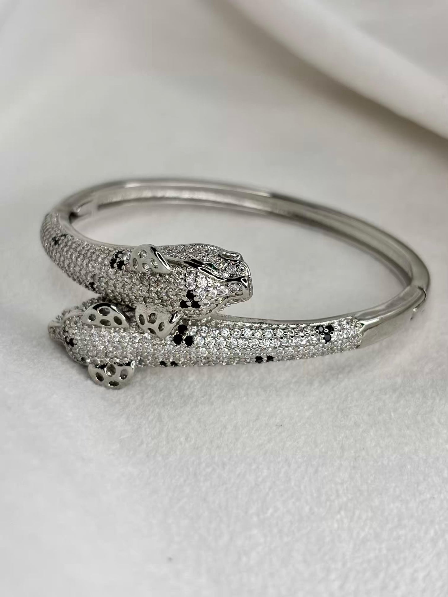 Heavy Studded Dual Head Premium Kada Bangle Silver Plated Bangle