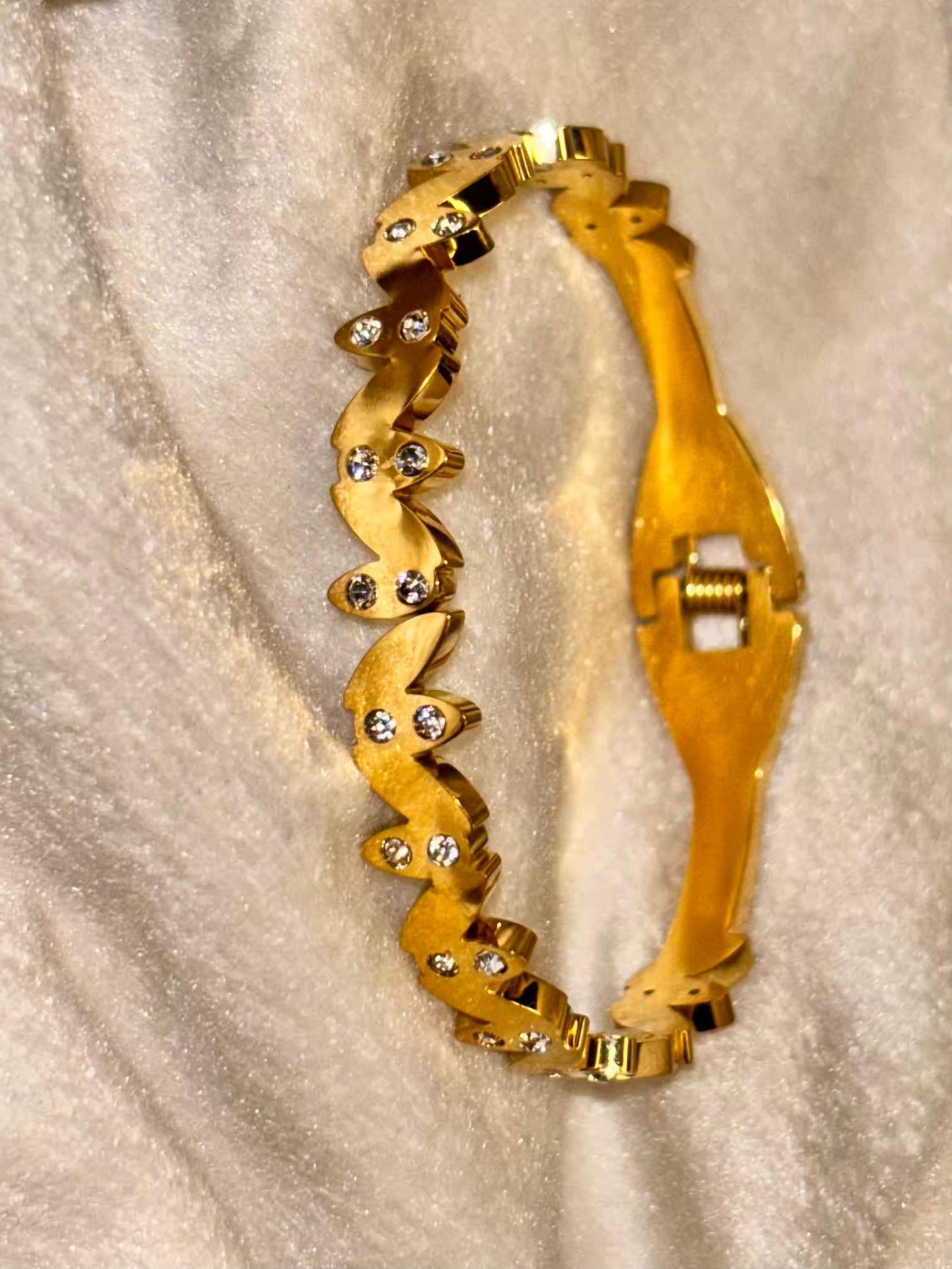 For Thin Wrist Studded Wave Bangle 18K Gold plated Premium Bangle 2.2 - 2.4 Size