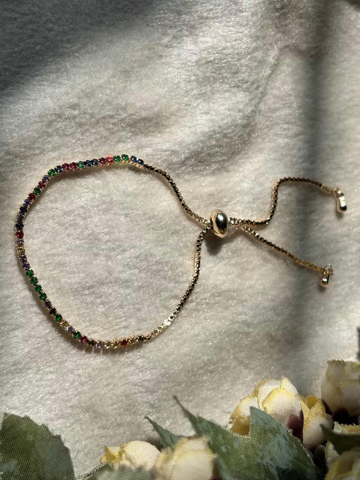 Vibrant Premium 18K Gold Plated Adjustable Tennis Bracelet