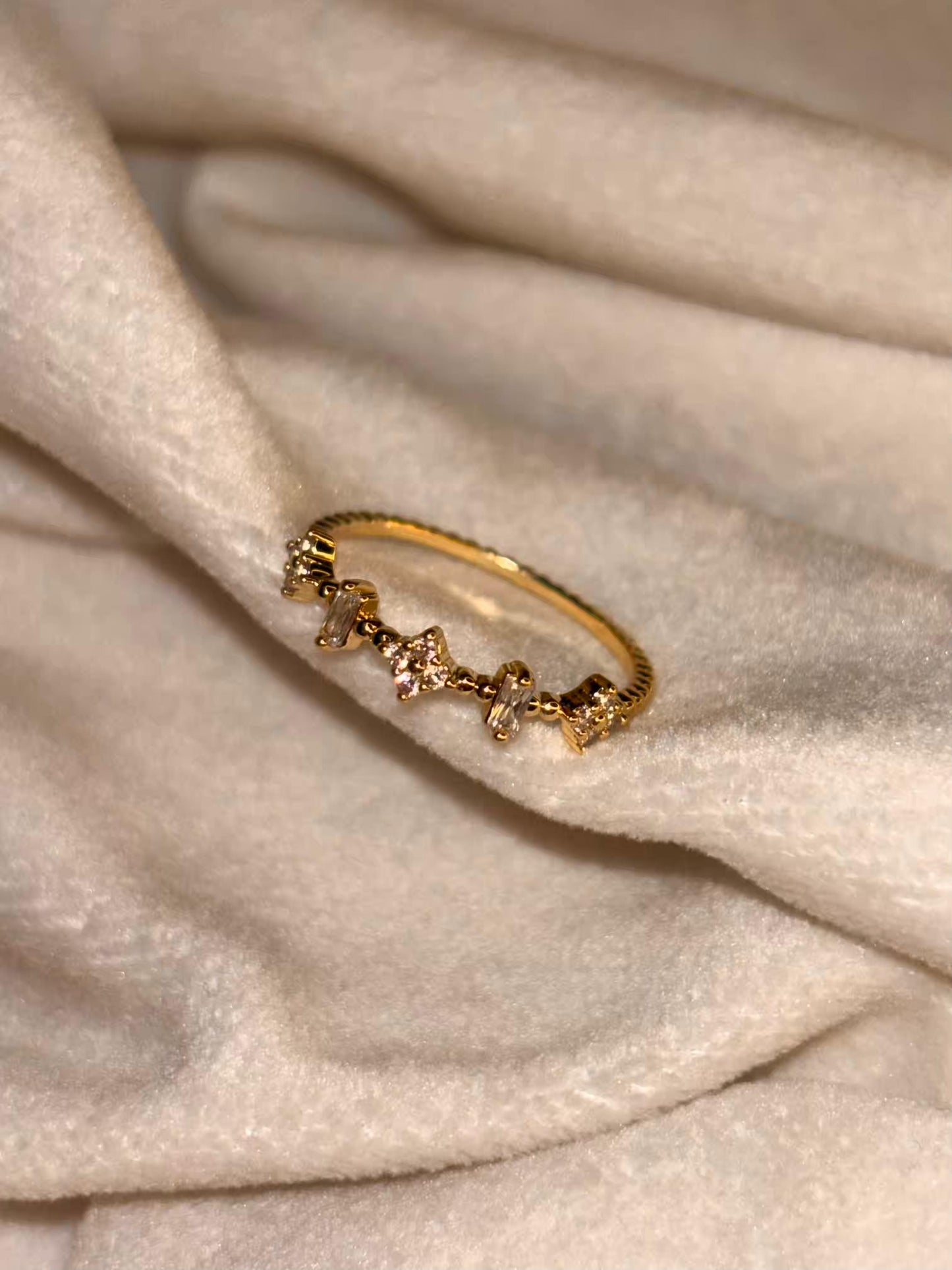 Tiny Clovers Ring 18K Gold Plated Adjustable Ring