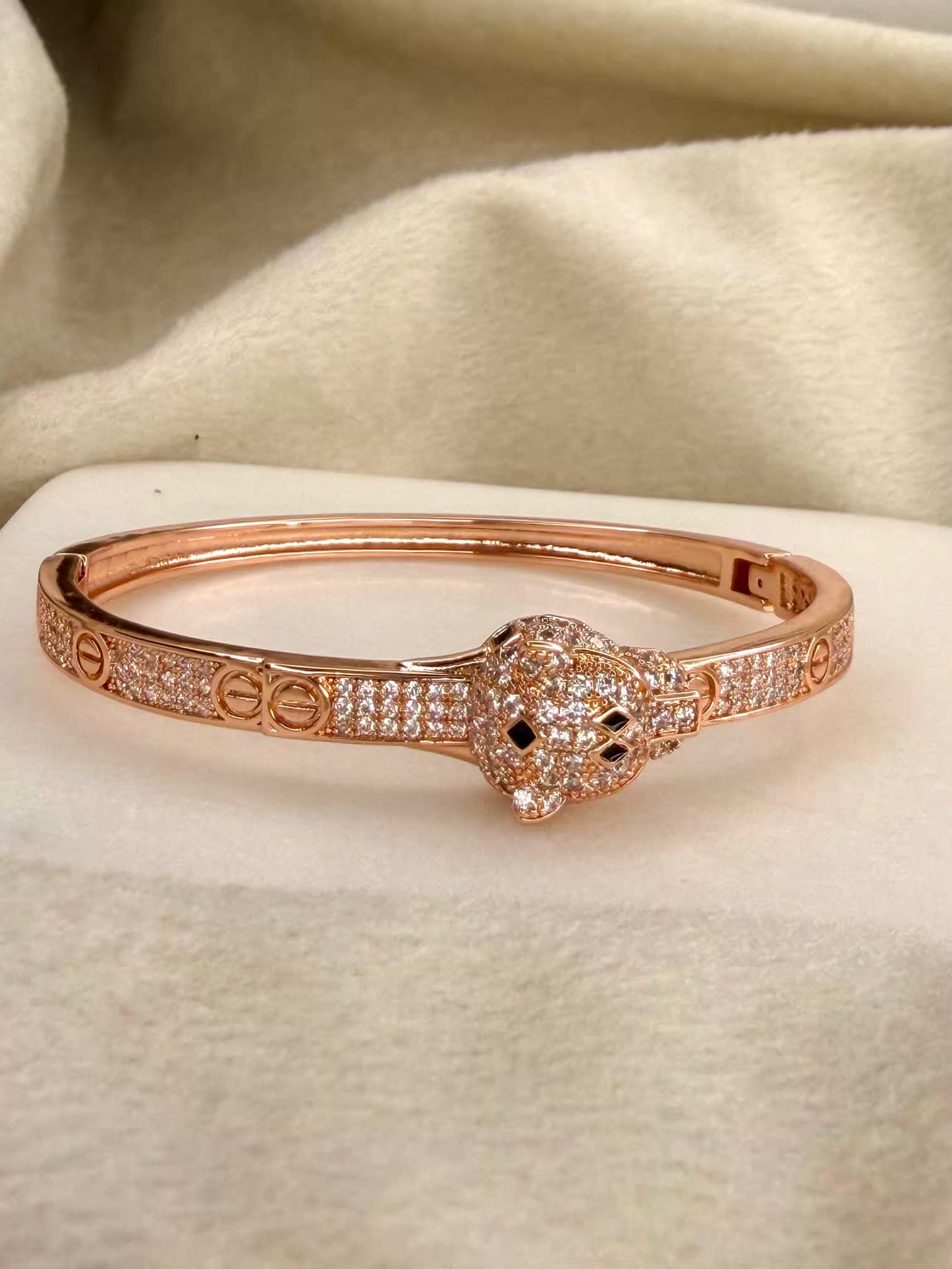 Rose Gold Panther Bangle/ Panther Kada Bangle