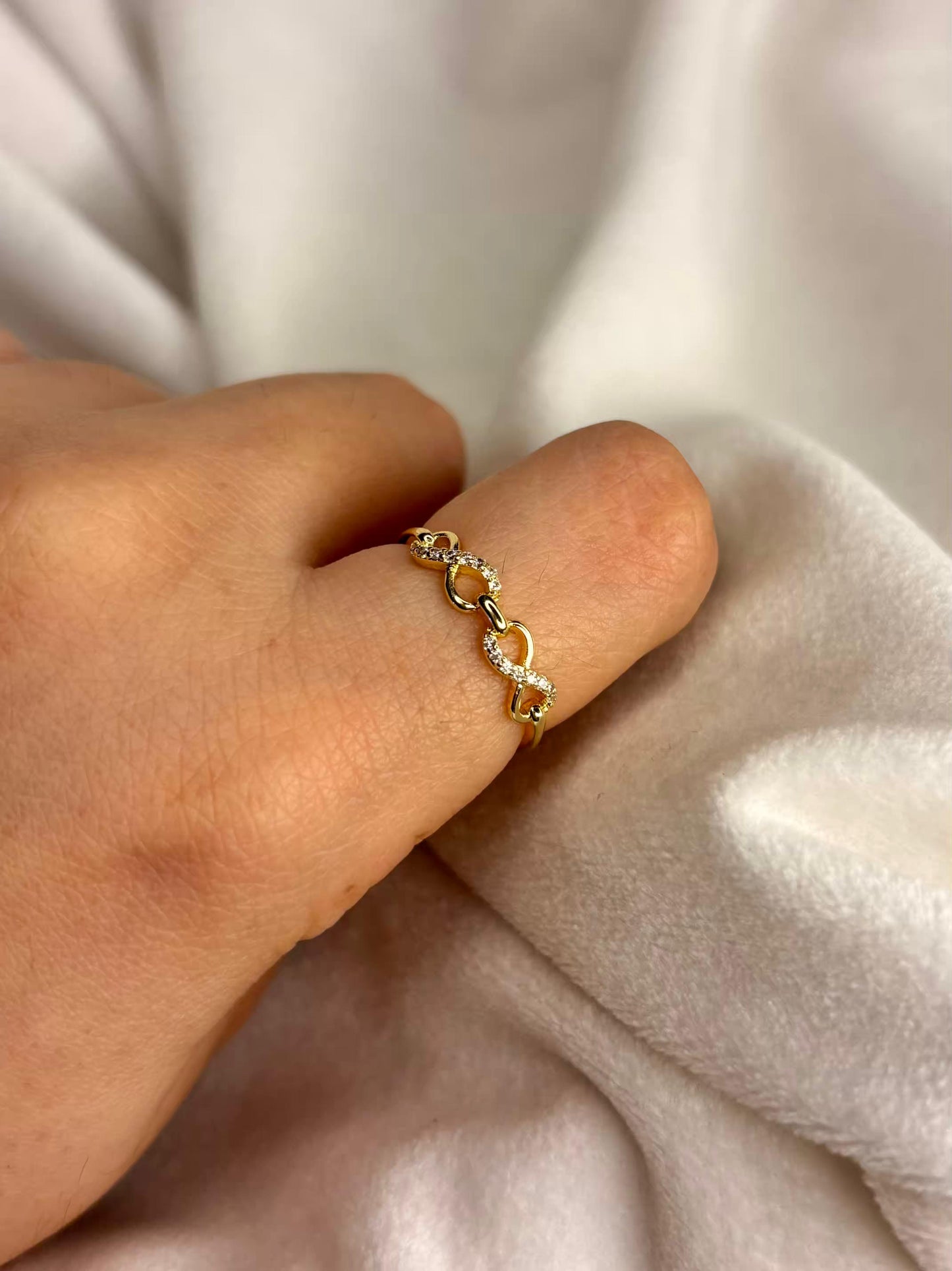Double Infinity Studded Ring 18K Gold plated Adjustable Ring