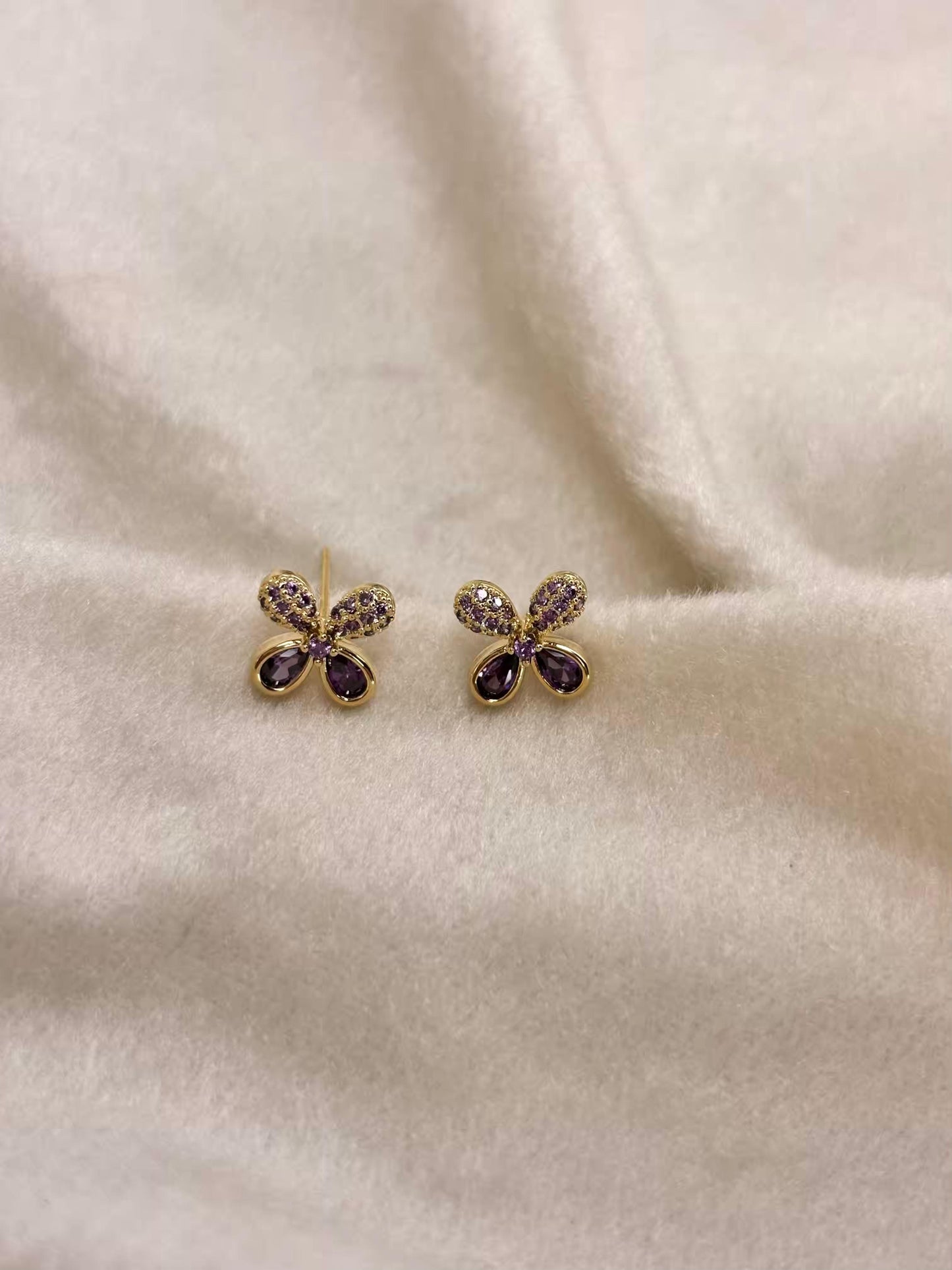 Tiny Purple Flora Studds Earrings 18K Gold Plated Premium Earrings